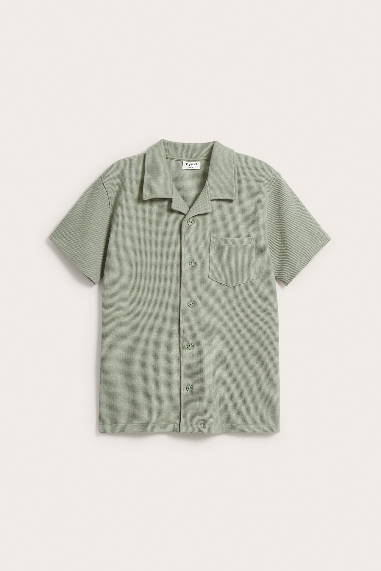 Våfflad kortärmad skjorta - Grön - 5