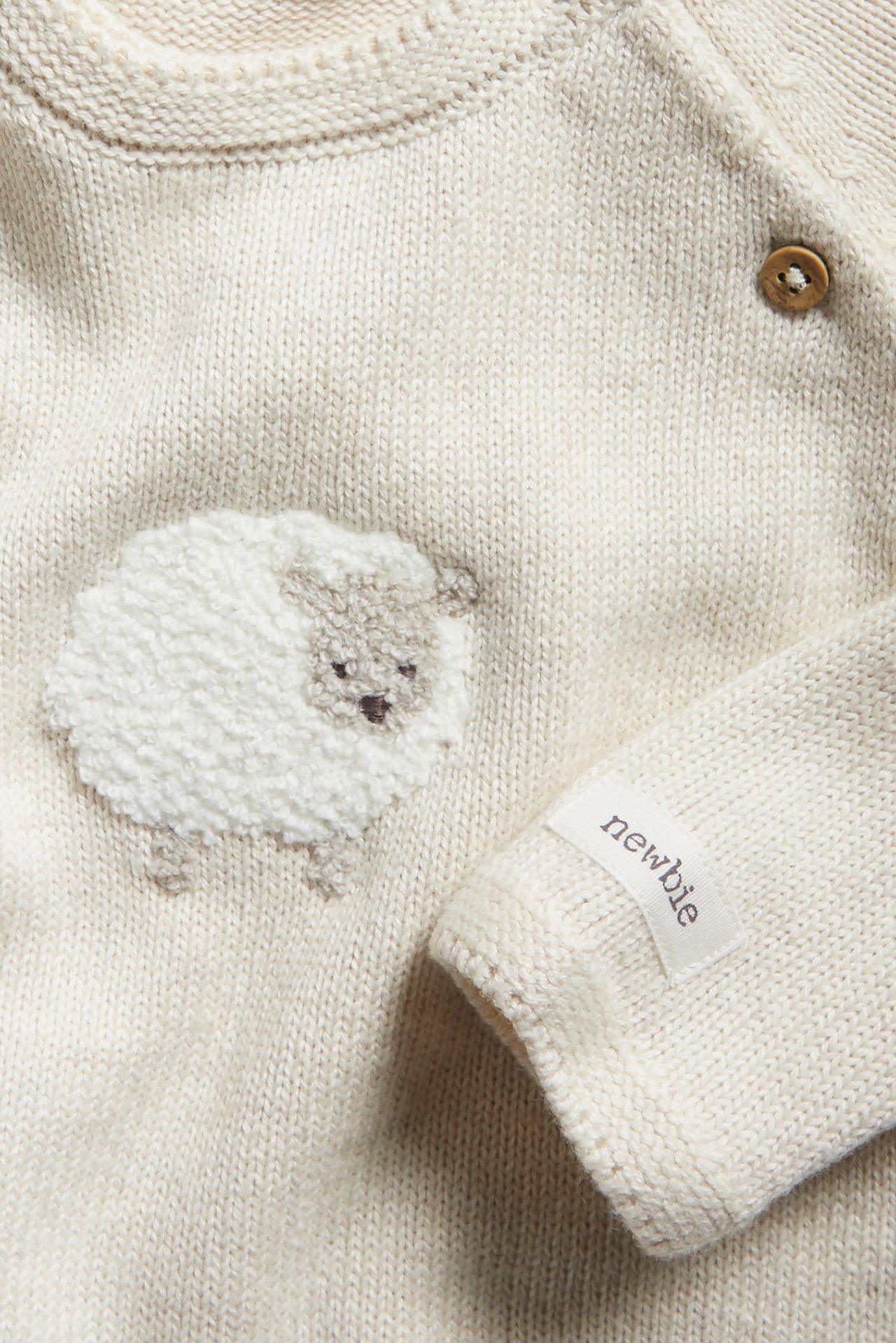 Stickad kofta baby - Melert beige - 1