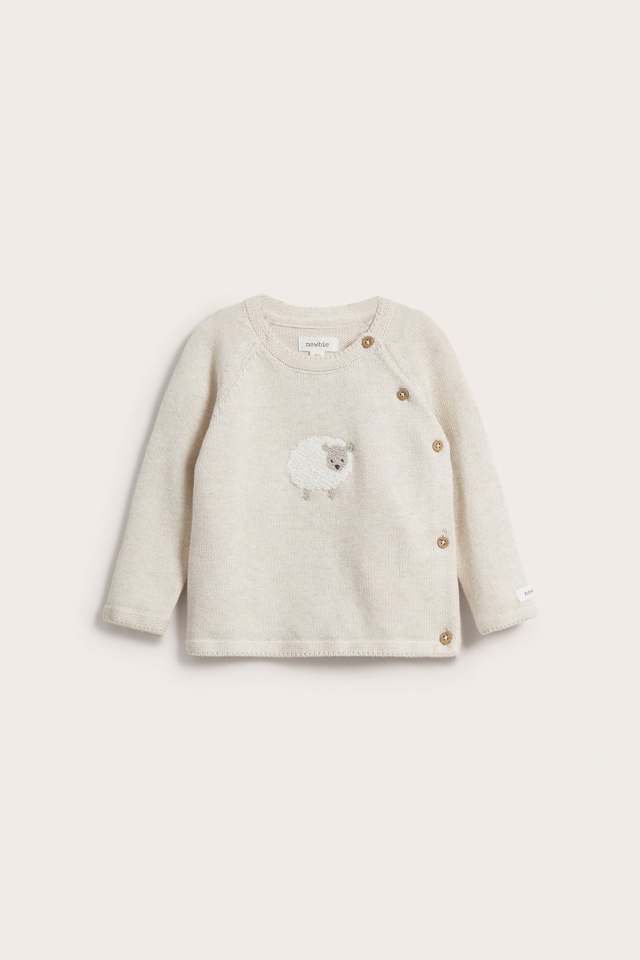 Stickad kofta baby - Melert beige - 2