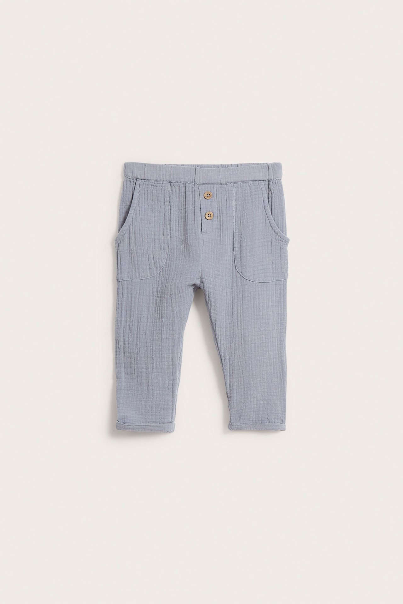 Spodnie z muślinu dla niemowląt - Jasnoniebieski - 2