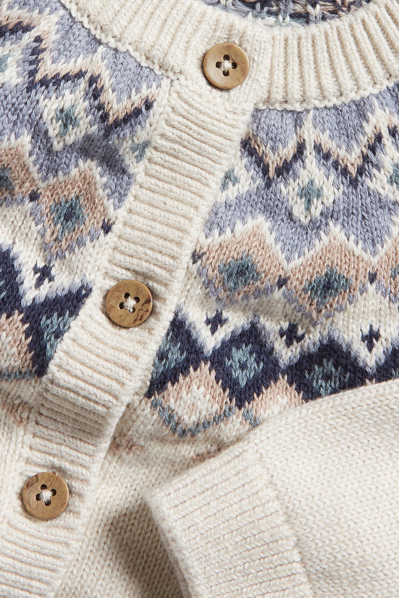 Jacquardstrikket cardigan baby - Melert beige - 1
