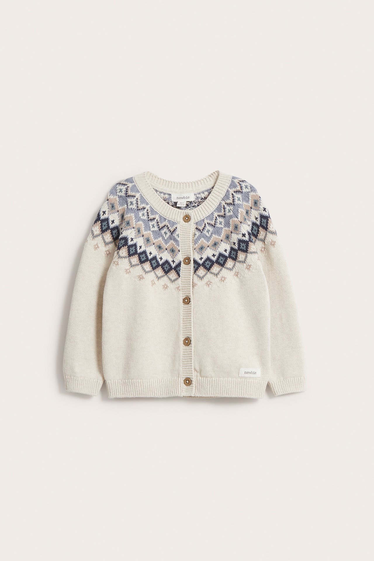 Jacquardstrikket cardigan baby - Melert beige - 2