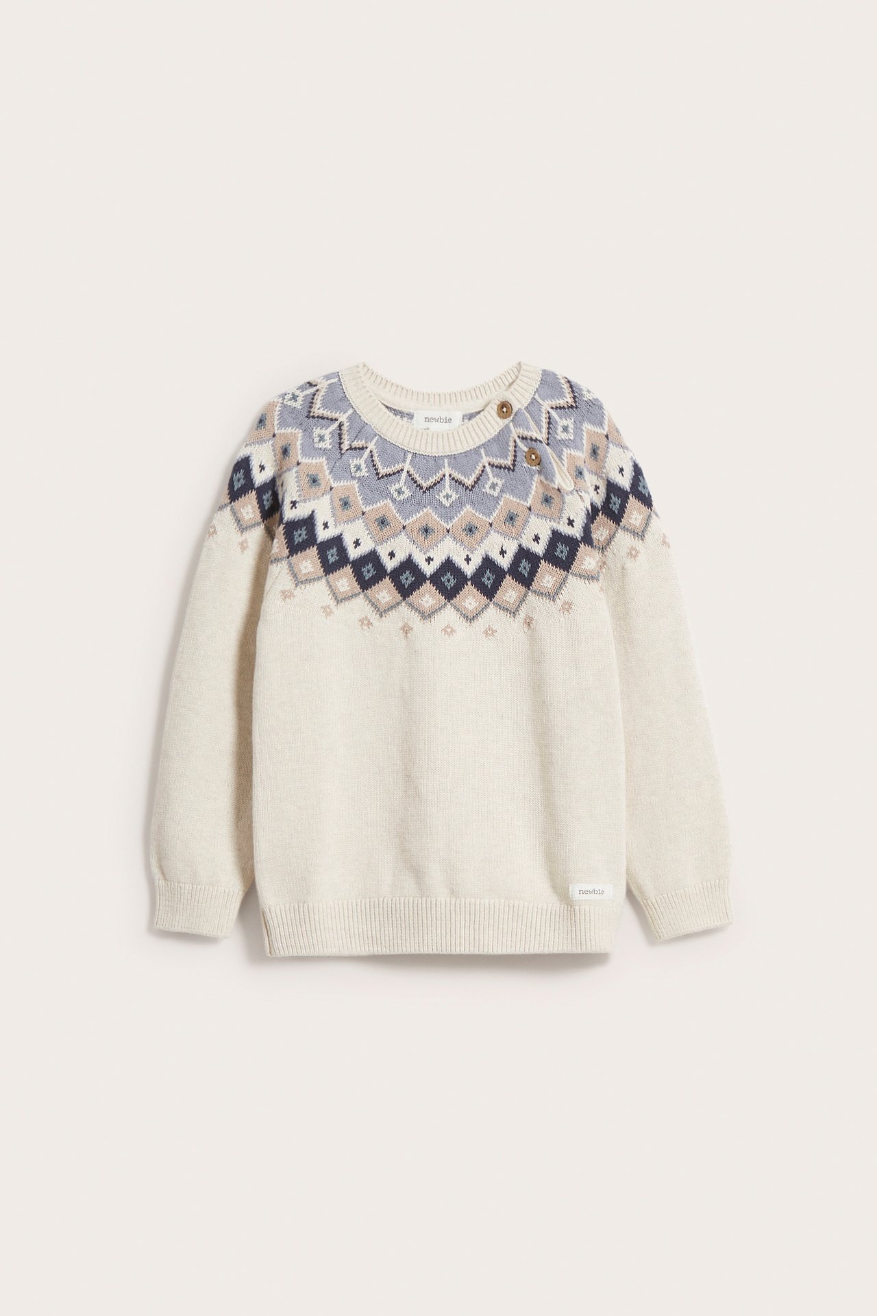 Dzianinowy sweter - Melanżowy beż - 2