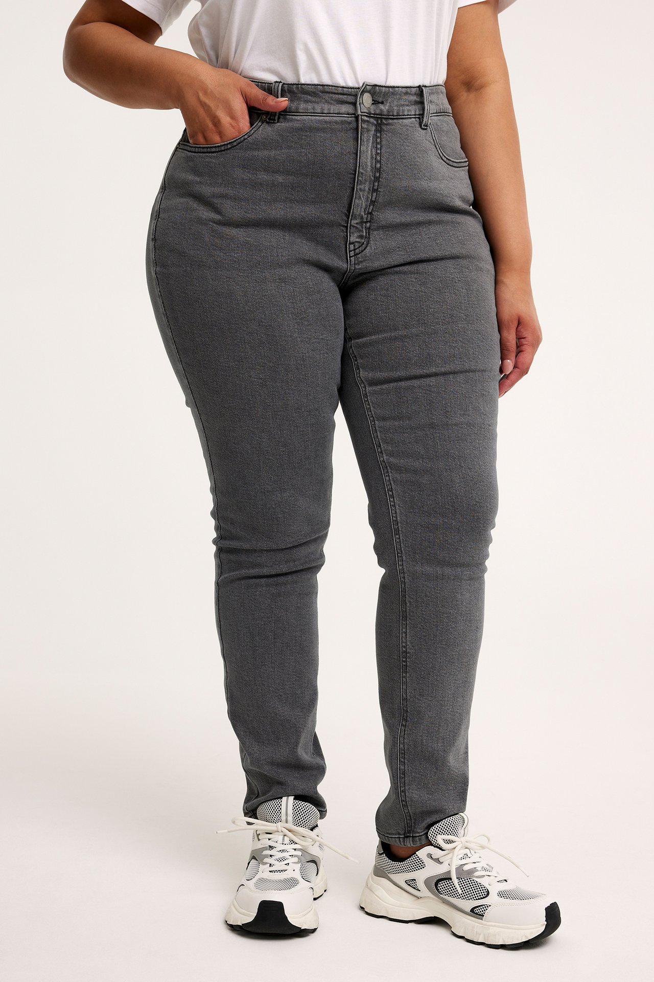 Slim jeans high waist - Sølvgrå - 2