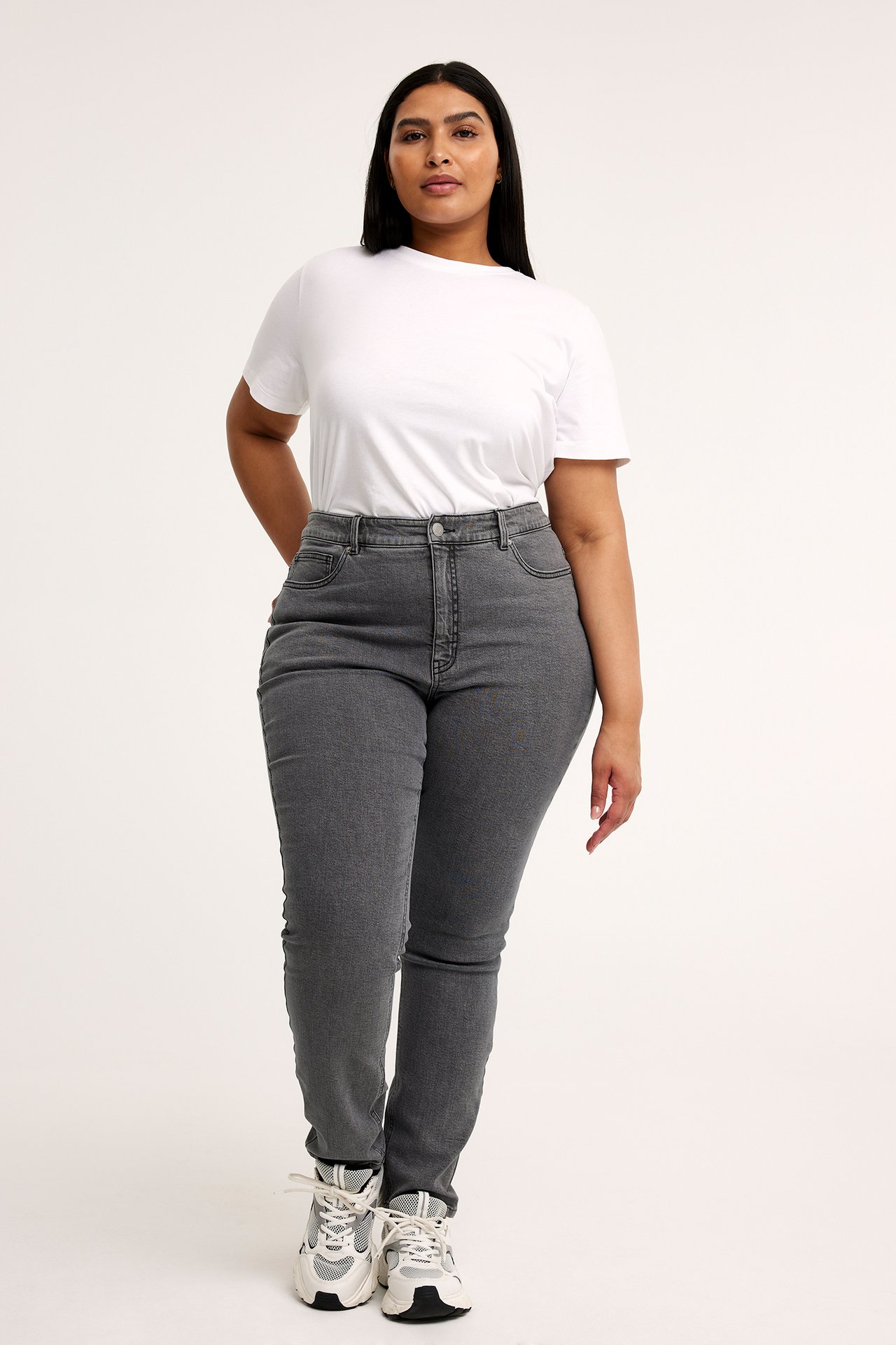 Slim jeans high waist - Sølvgrå - 1