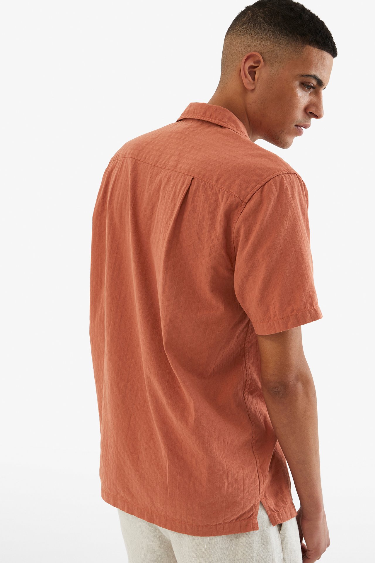 Resortskjorte i seersucker - Brun - 189cm / Storlek: M - 4