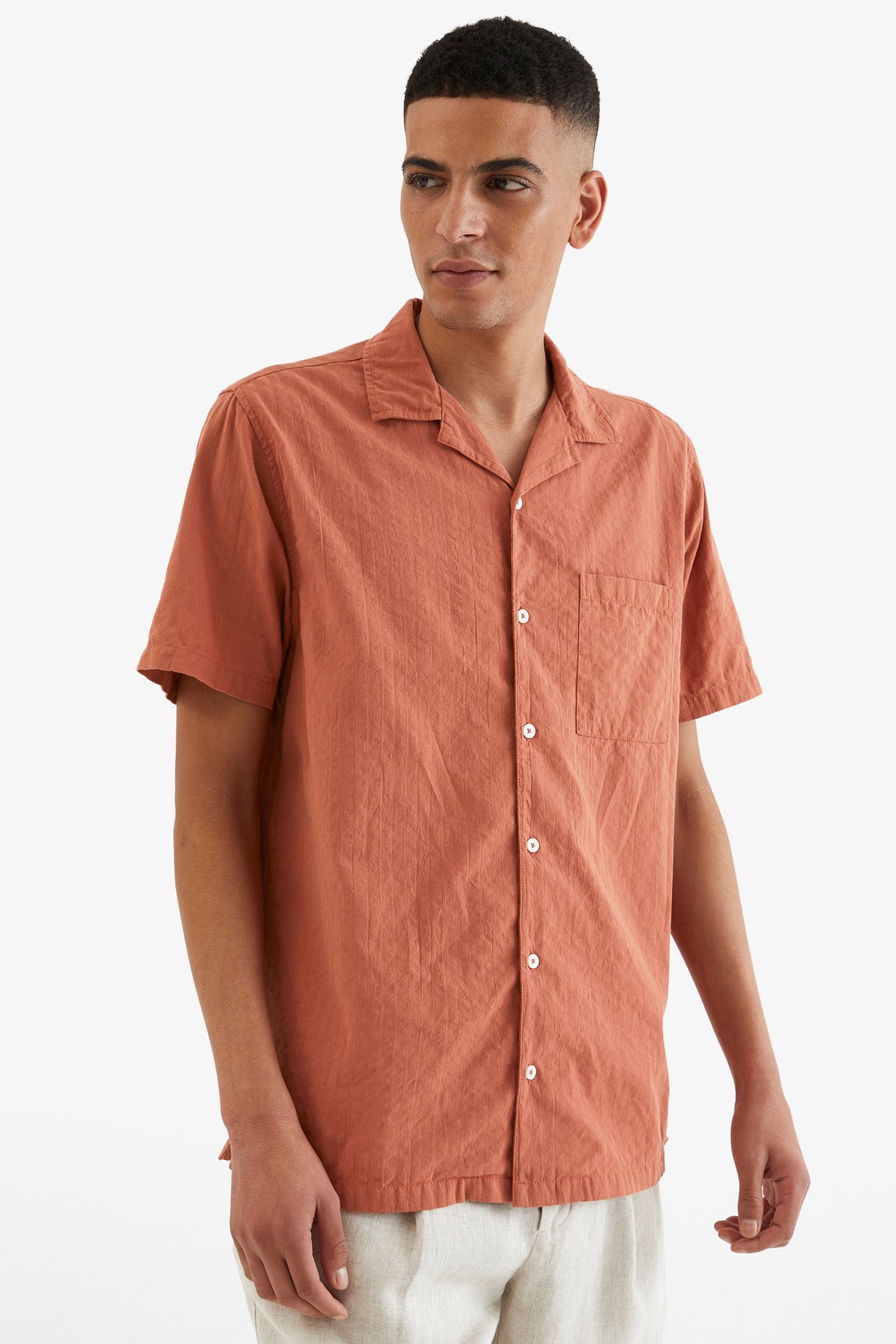 Resortskjorte i seersucker - Brun - 189cm / Storlek: M - 2