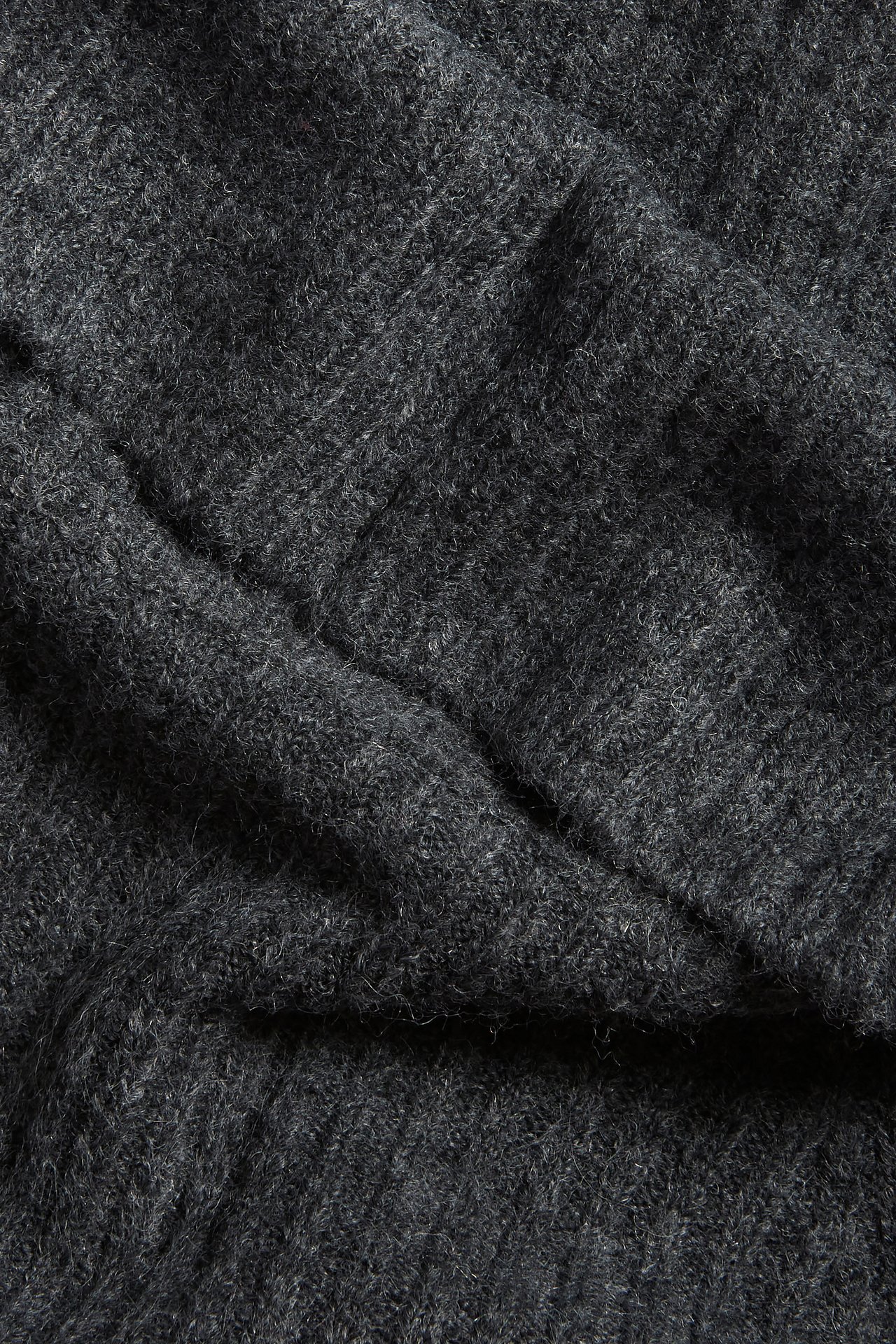 Sweter z odsłoniętymi ramionami, z prążkowanej dzianiny - Ciemnoszary - 4