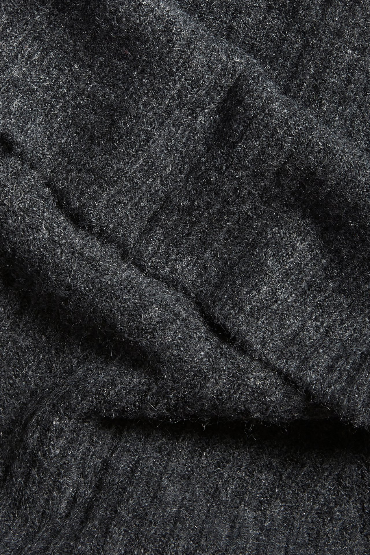 Ribbineulottu off-shoulder-pusero - Tummanharmaa - 4
