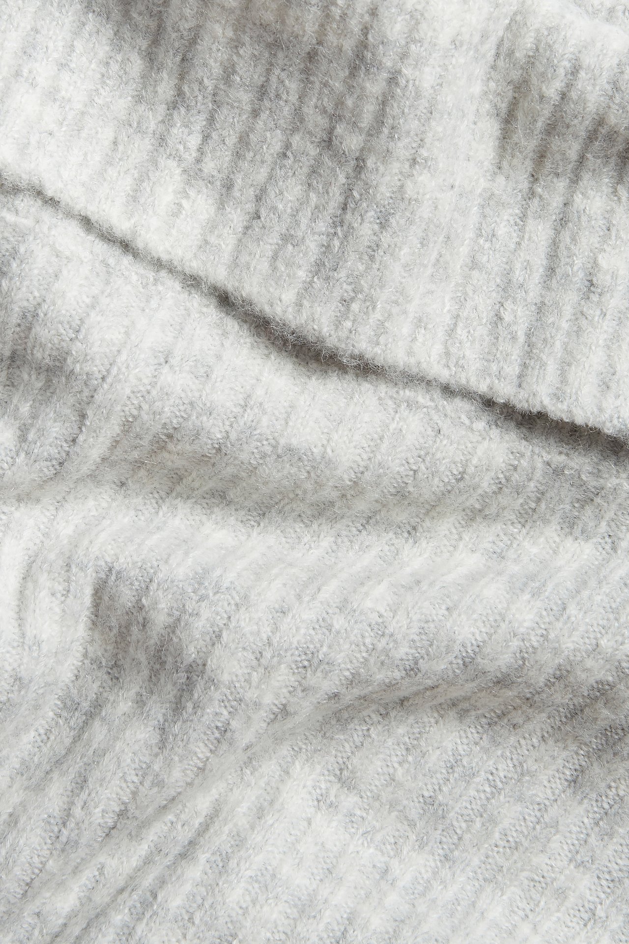 Sweter z odsłoniętymi ramionami, z prążkowanej dzianiny - Jasnoszary - 4