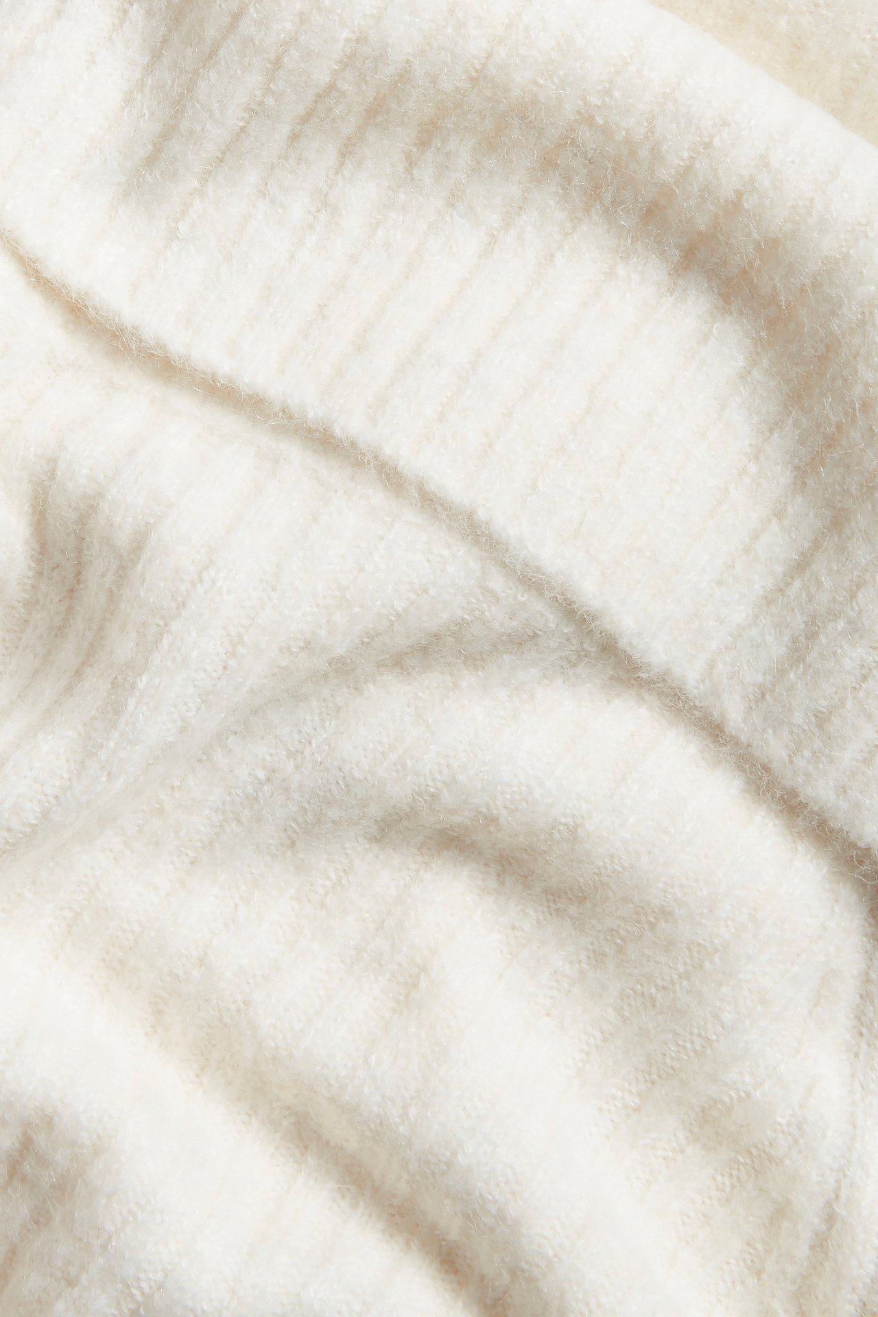 Sweter z odsłoniętymi ramionami, z prążkowanej dzianiny - Biały - 5