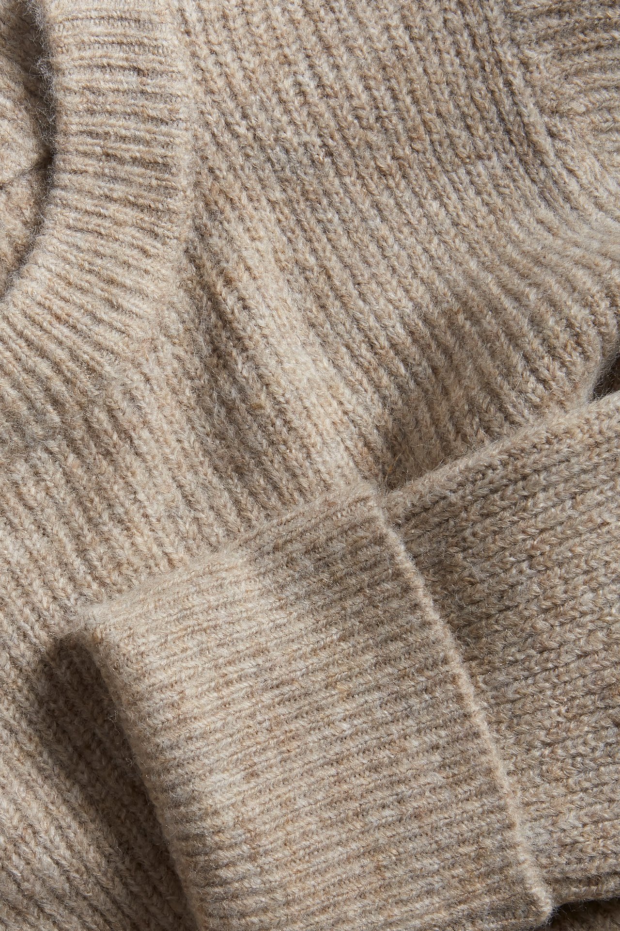 Sweter z prążkowanej dzianiny - Jasnobeżowy - 5