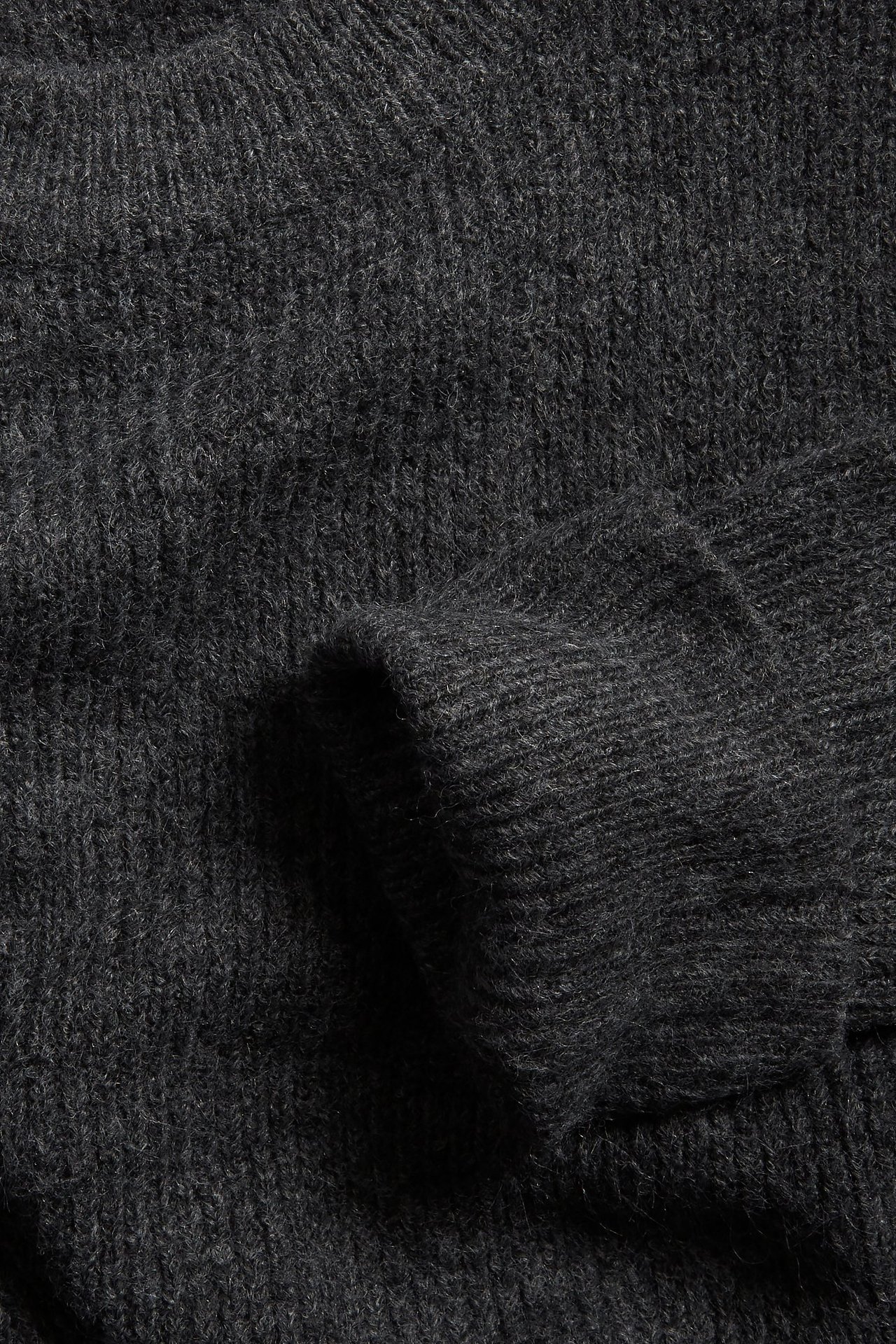 Sweter z prążkowanej dzianiny - Ciemnoszary - 1
