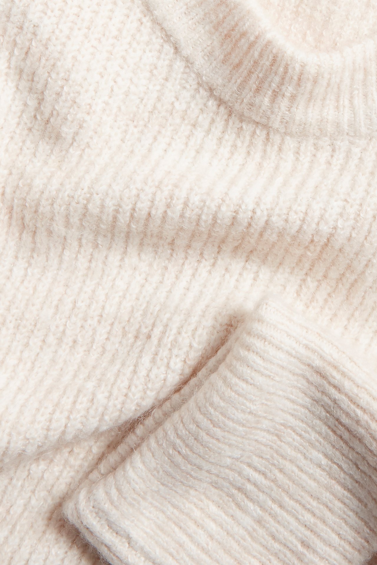 Sweter z prążkowanej dzianiny - Biały - 4
