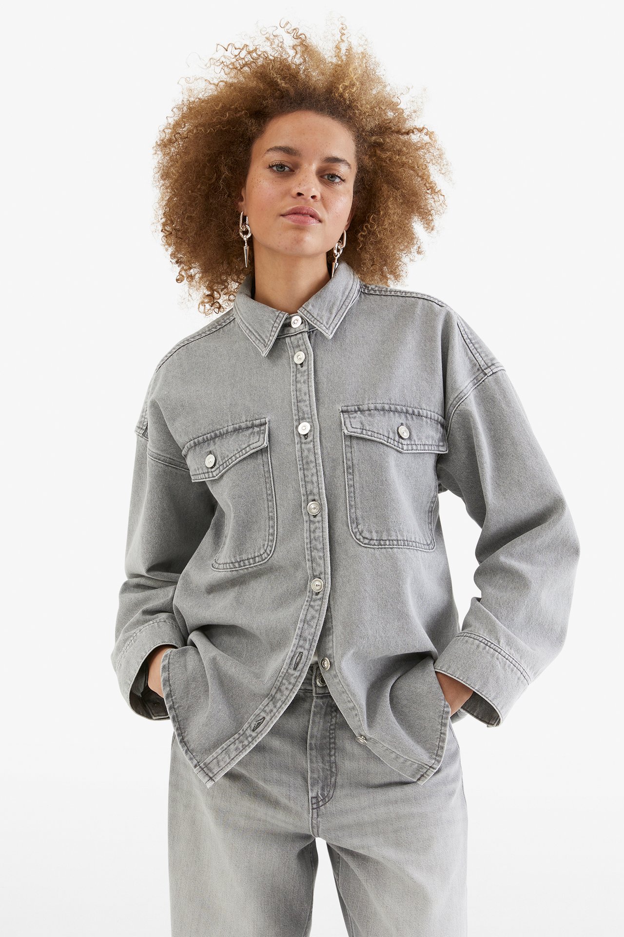Jeansskjorta Silvergrå - null - 1