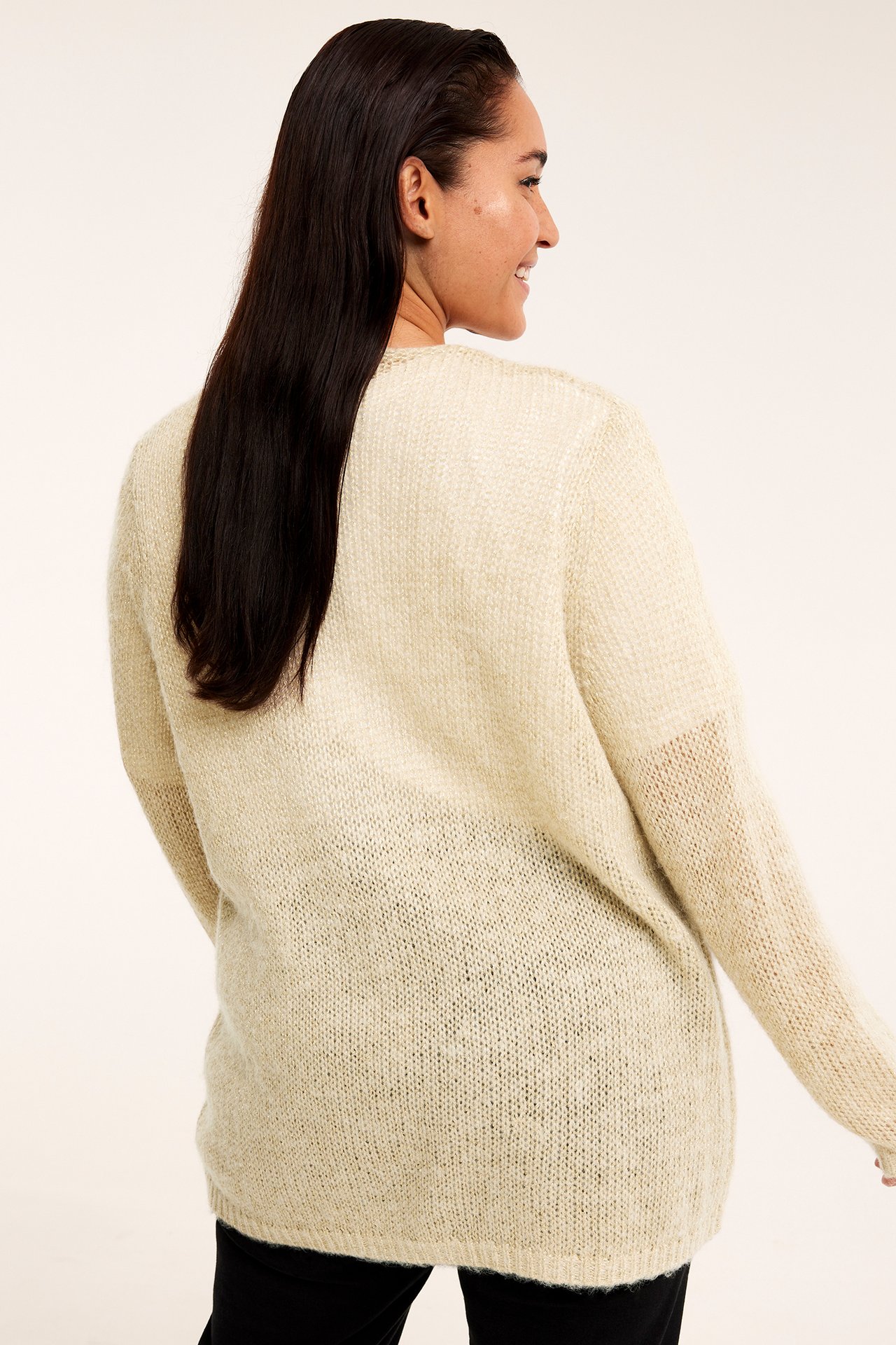 Lang strikket cardigan - Beige - 173cm / Storlek: XL - 3