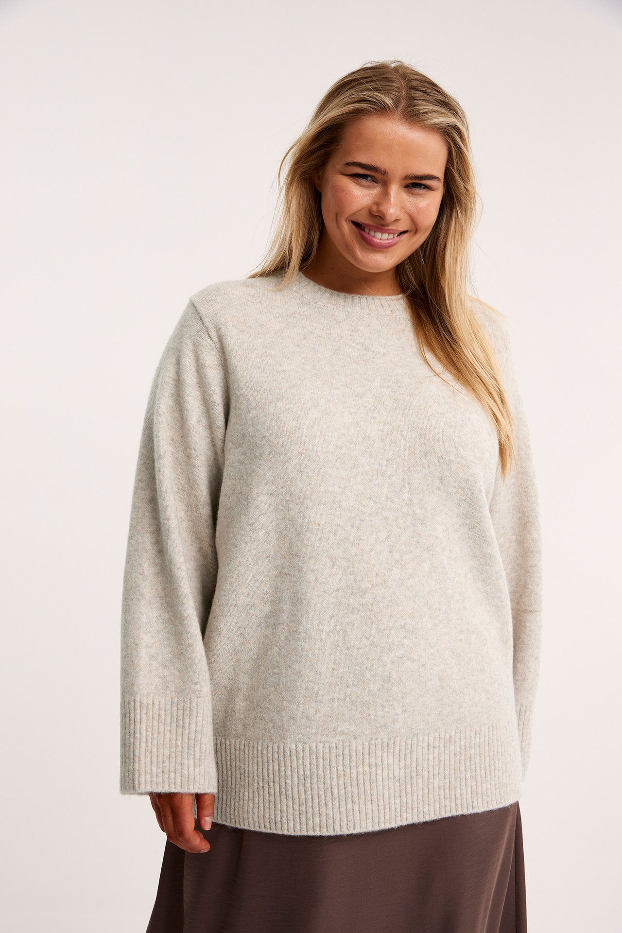 Dzianinowy sweter - Jasnobeżowy - 176cm / Storlek: XL - 4