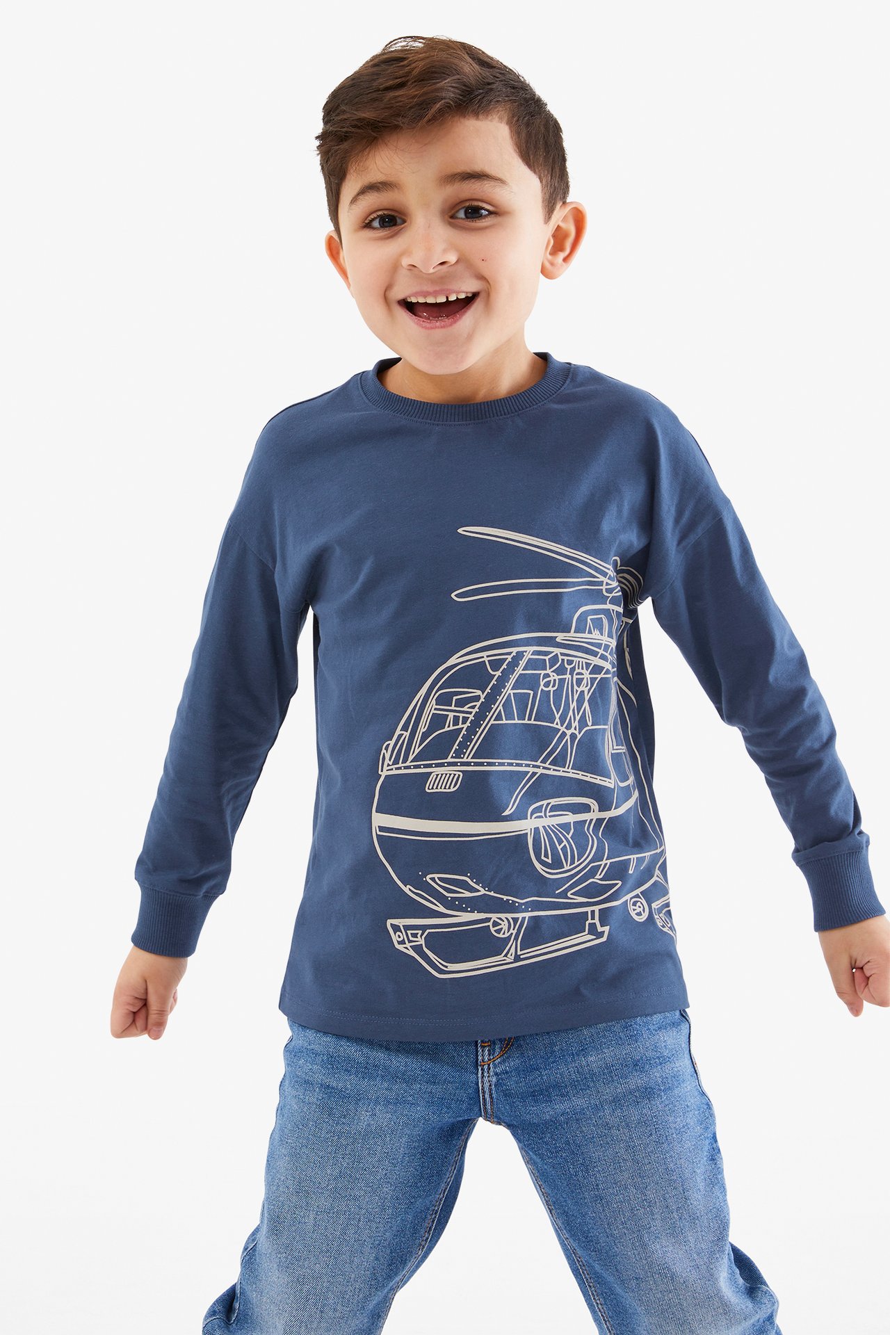 T-shirt z długimi rękawami - Niebieski - 2
