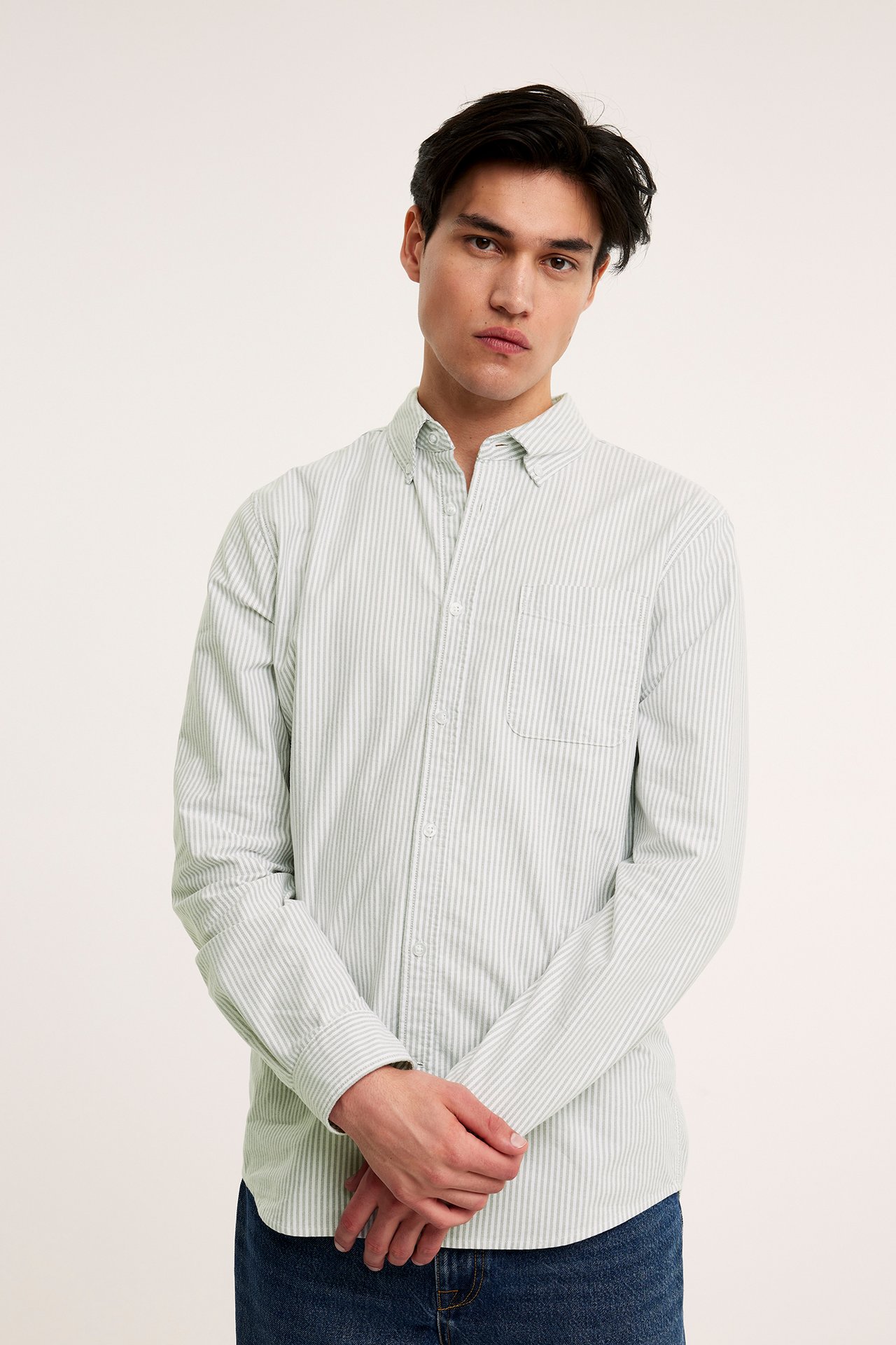 Koszula oxford w paski, regular fit - Szary - 1
