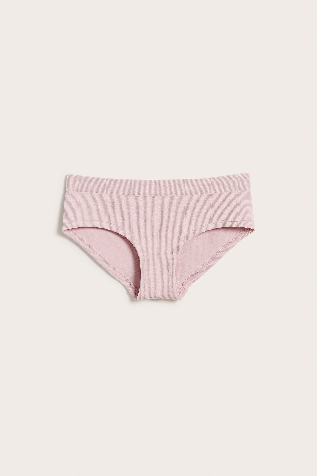Sømløse ribbestrikkede hipstertruser - Rosa - 2