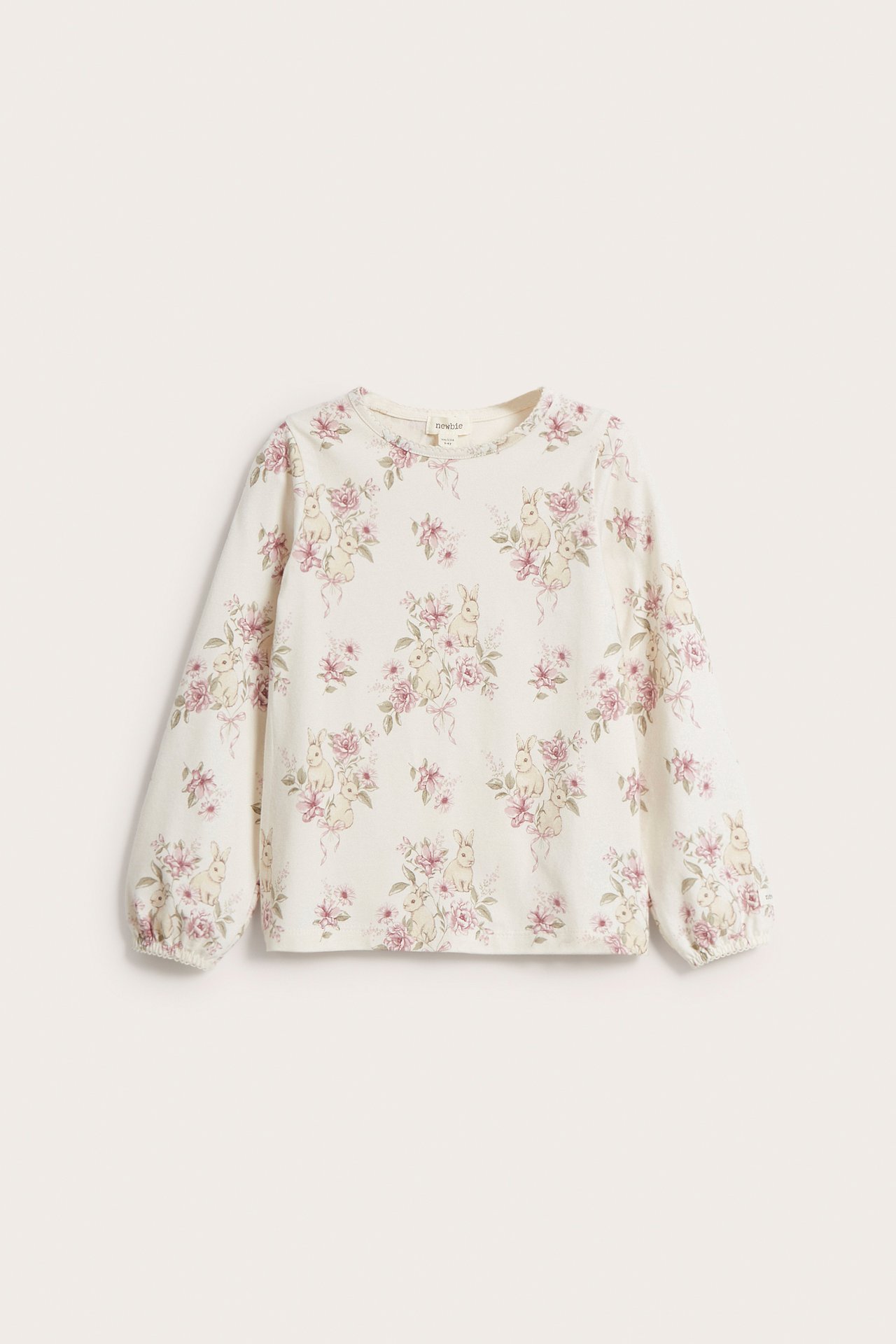 Blommig långärmad topp - Offwhite - 2