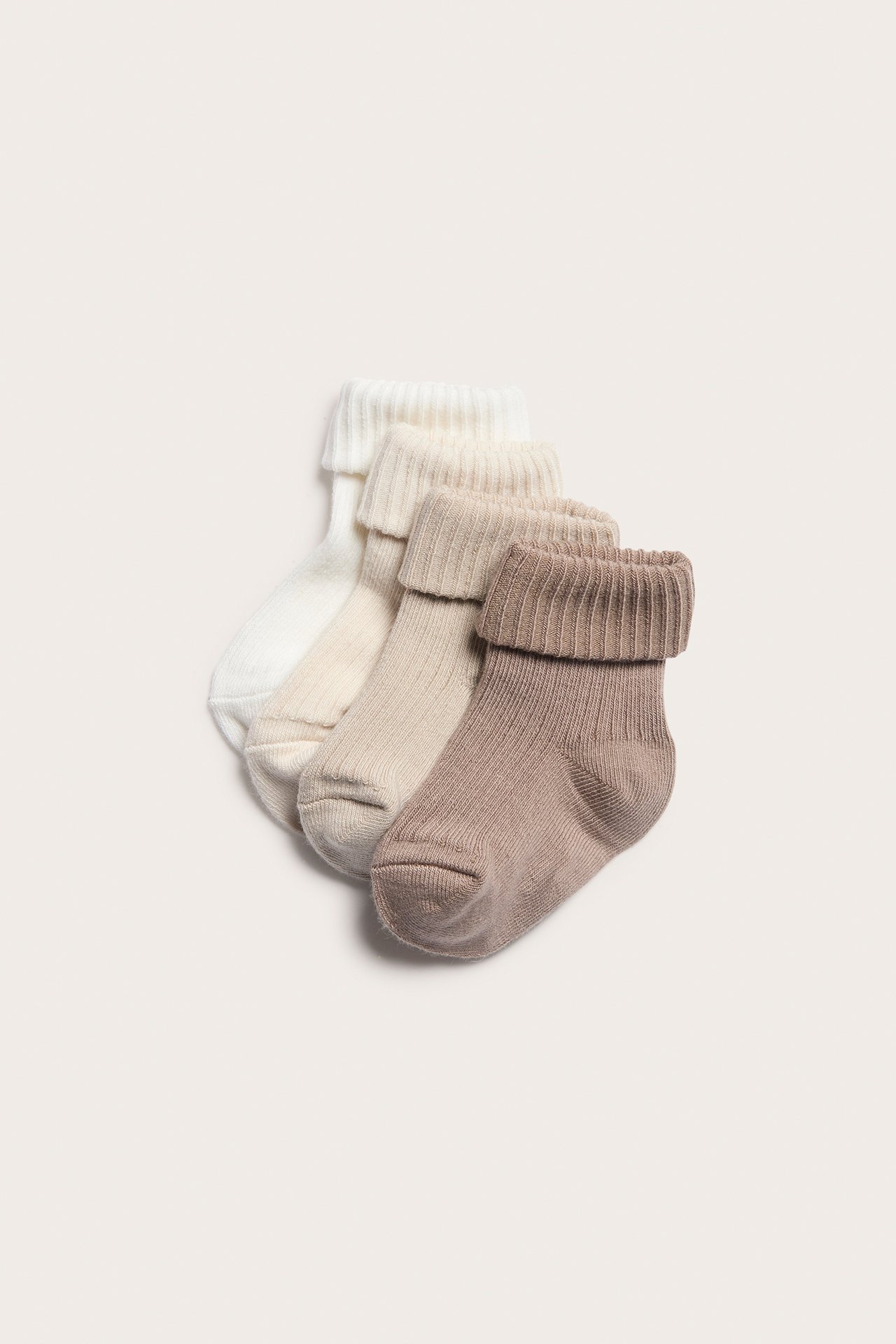 Prążkowane skarpetki 4-pak - Offwhite - 1