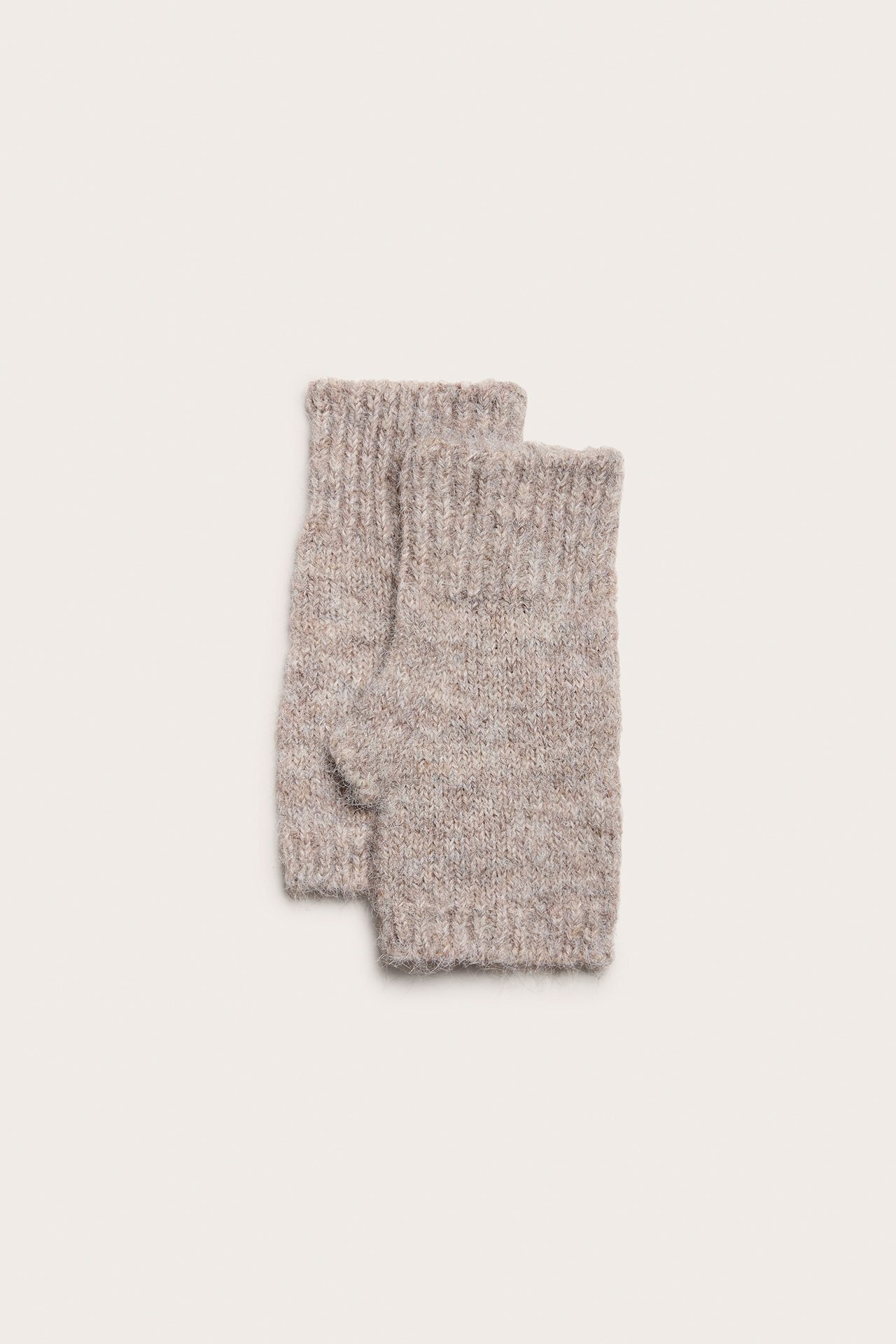 Fingerløse strikkehansker - Melert beige - 1