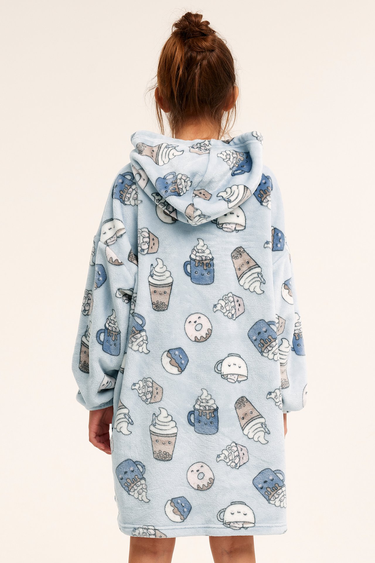 Oversized hettegenser i fleece - Blå - 5