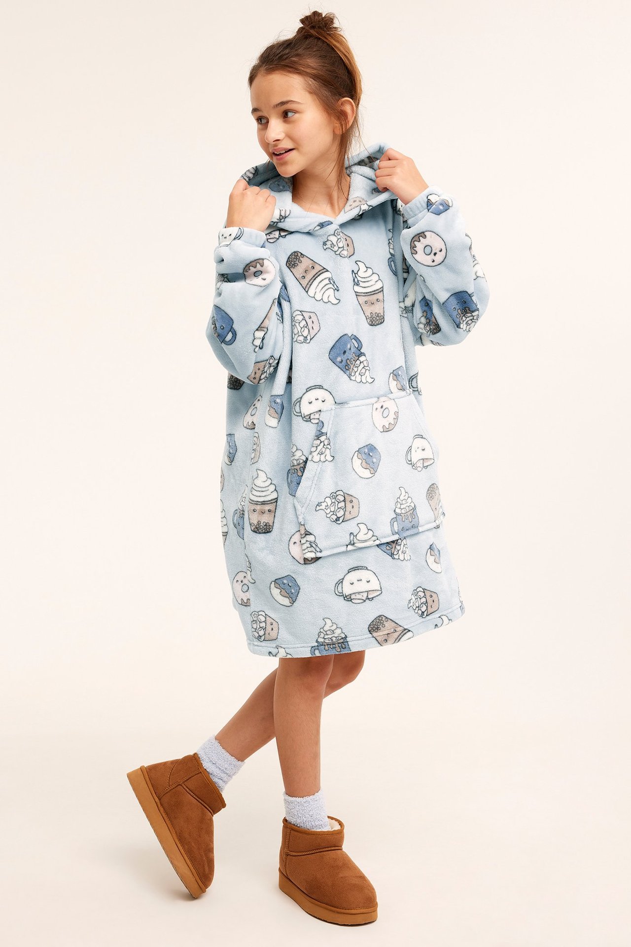 Bluza oversize z kapturem, z polaru