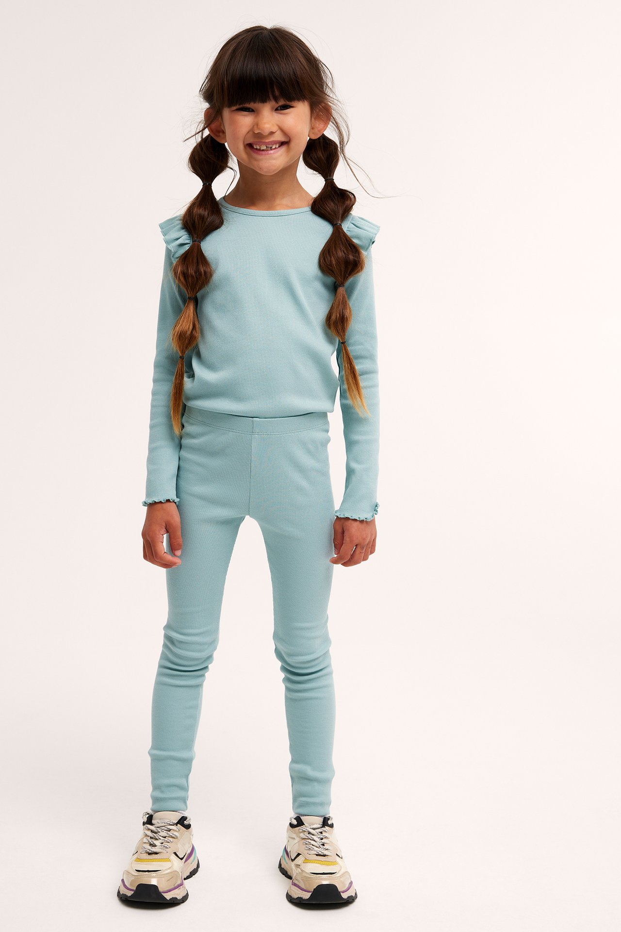 Ribbade leggings - Turkos - 2
