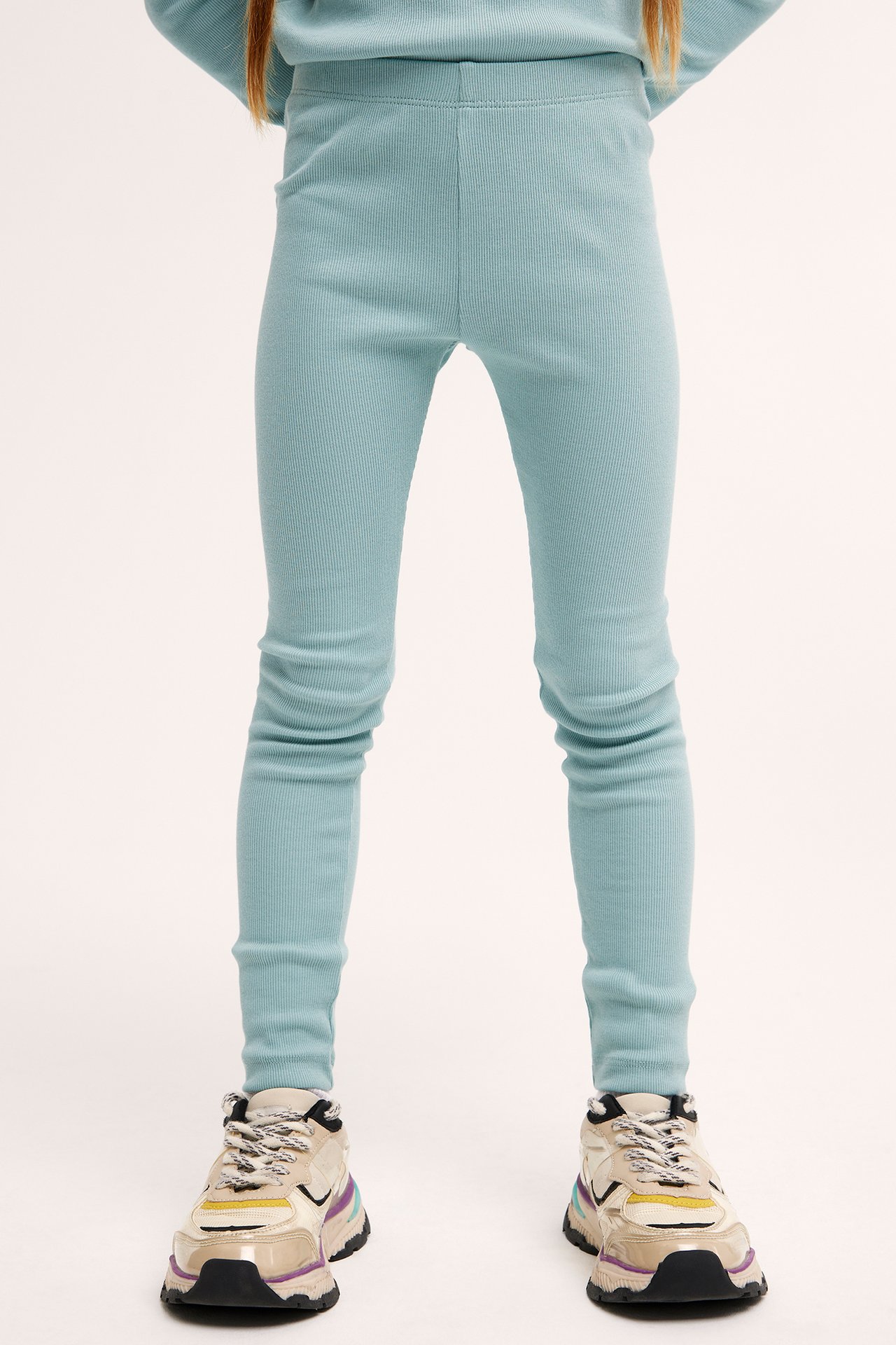 Ribbade leggings - Turkos - 3
