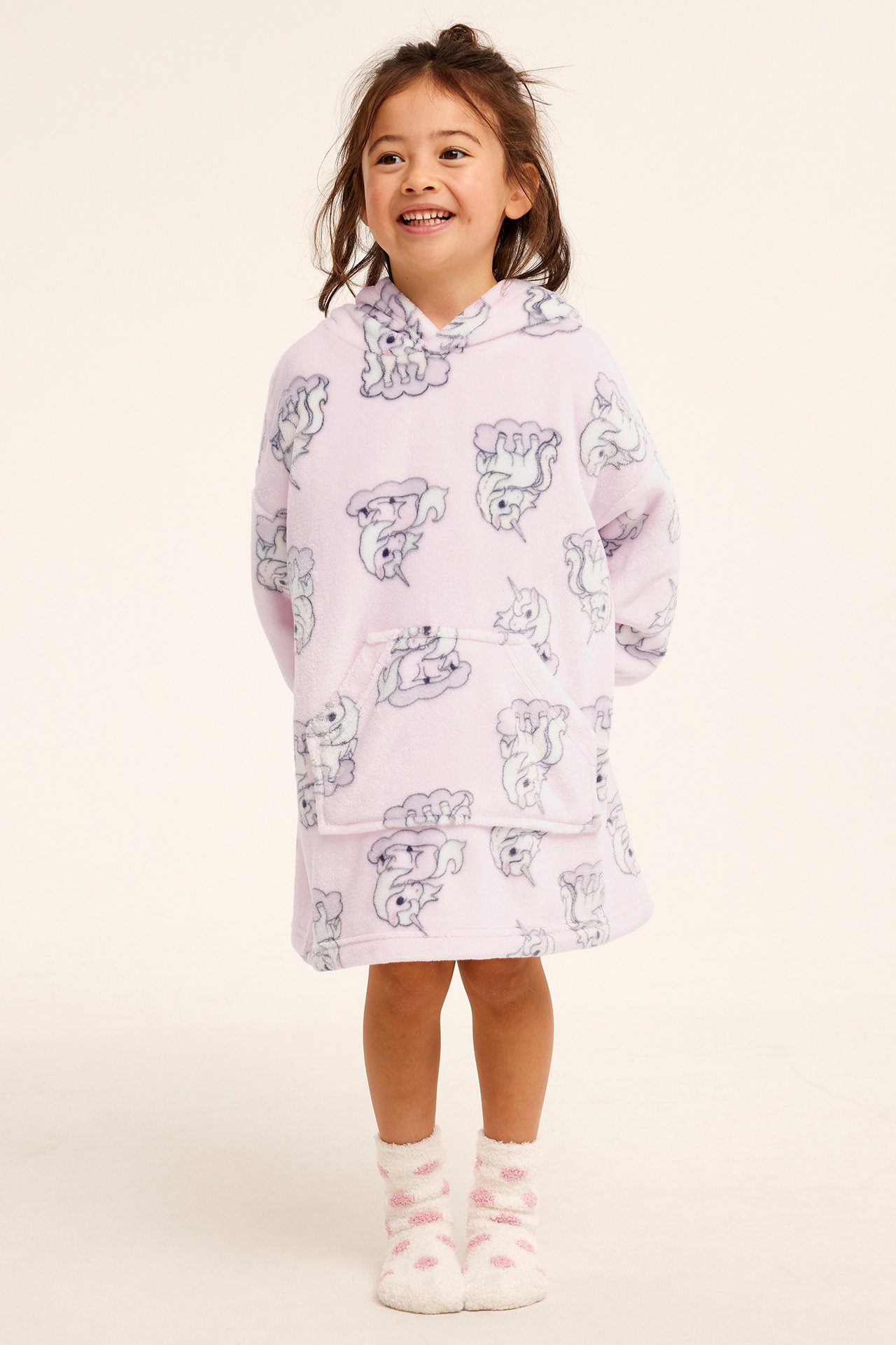 Bluza oversize z kapturem, z polaru - Jasnoróżowy - 2