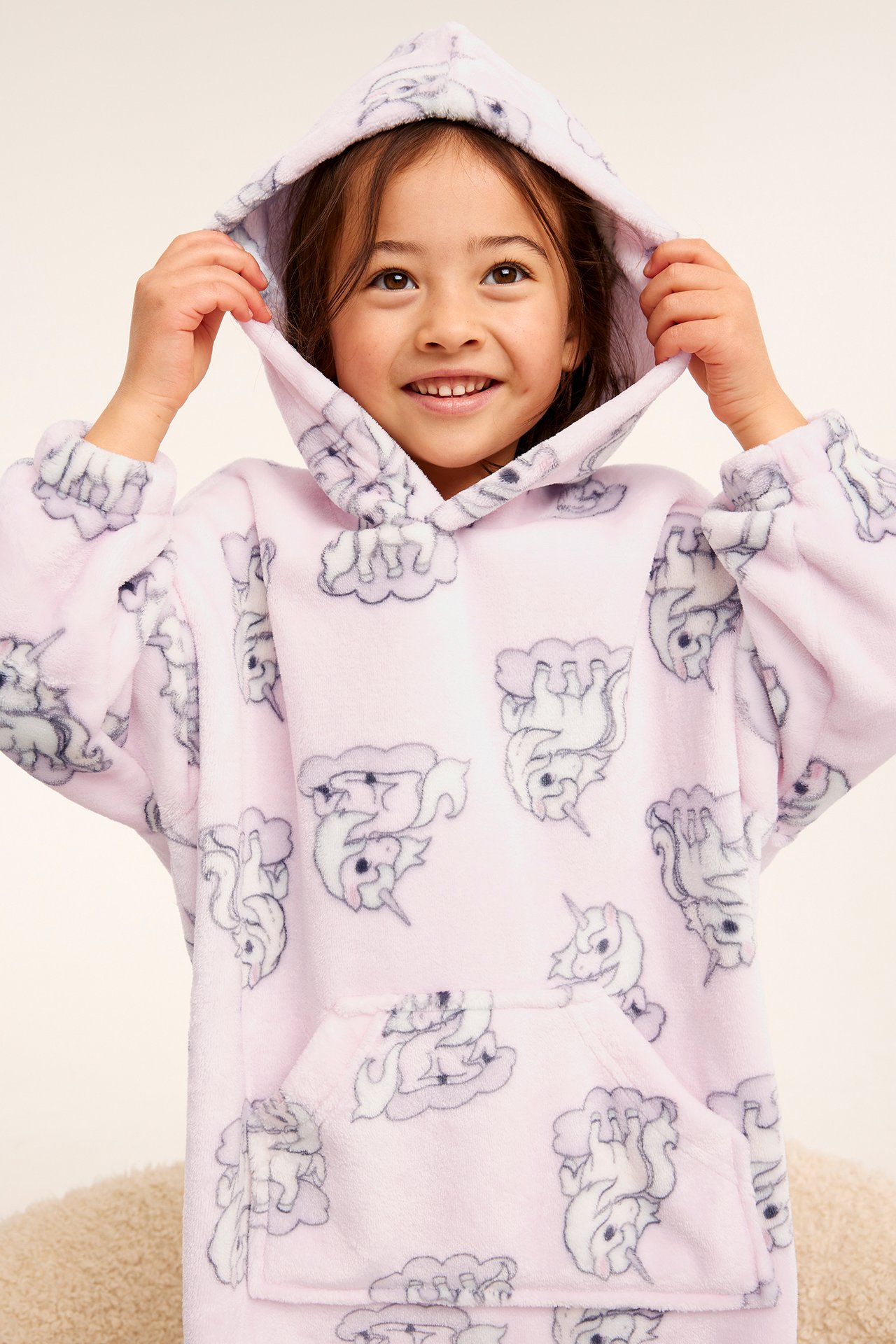 Bluza oversize z kapturem, z polaru - Jasnoróżowy - 3