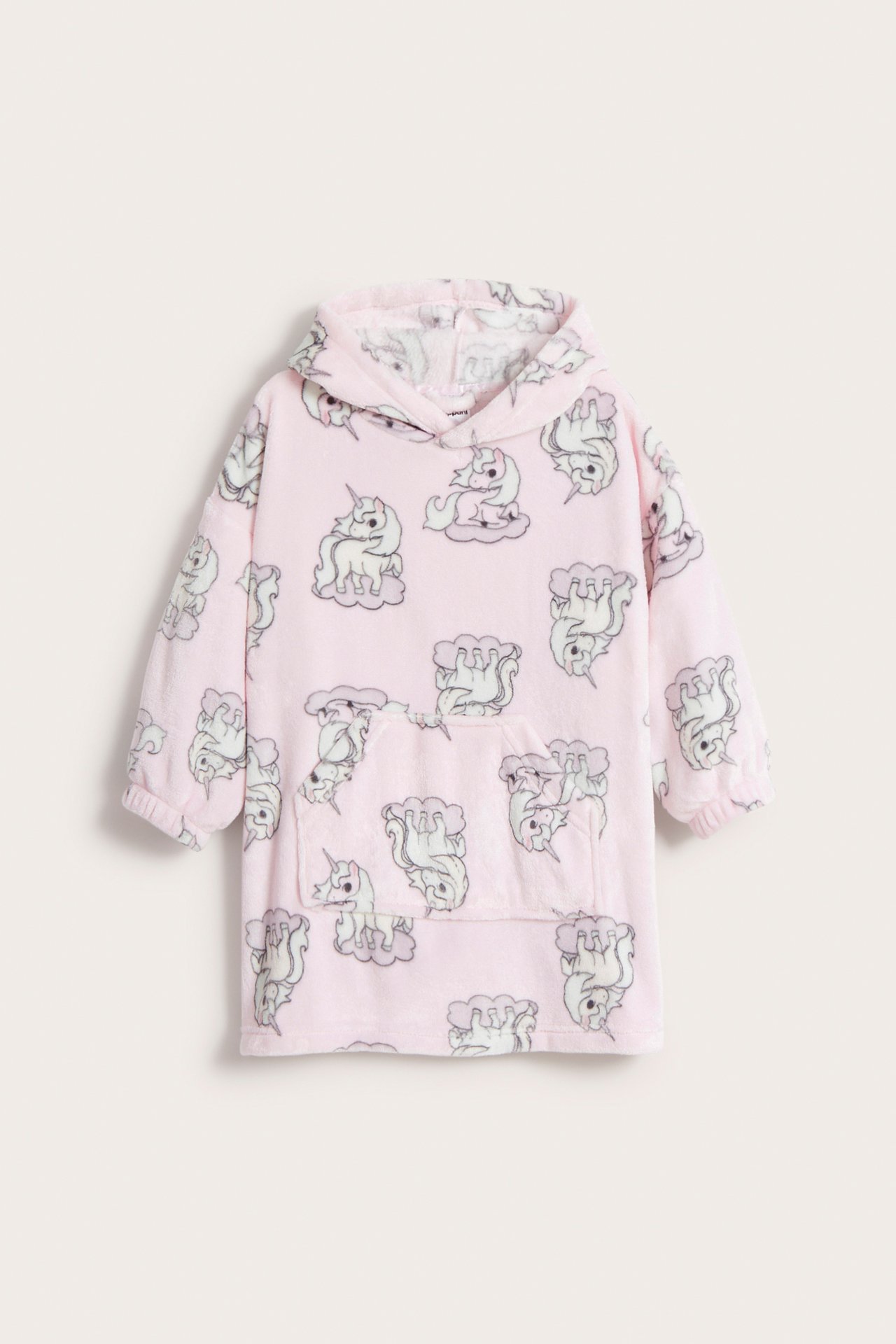 Bluza oversize z kapturem, z polaru - Jasnoróżowy - 6