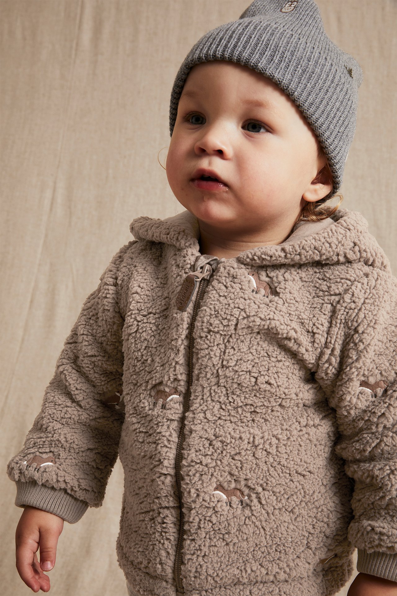 Jacka i teddypäls baby - Mörkbeige - 2