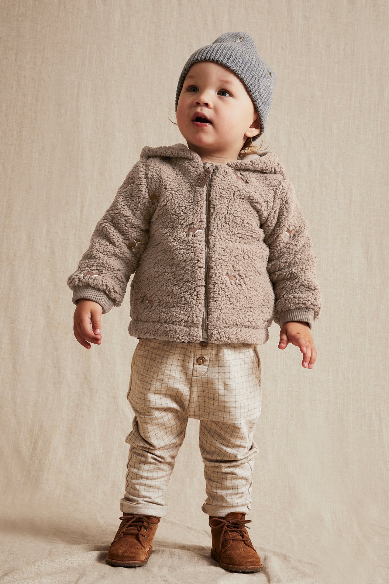 Jacka i teddypäls baby - Mörkbeige - 3