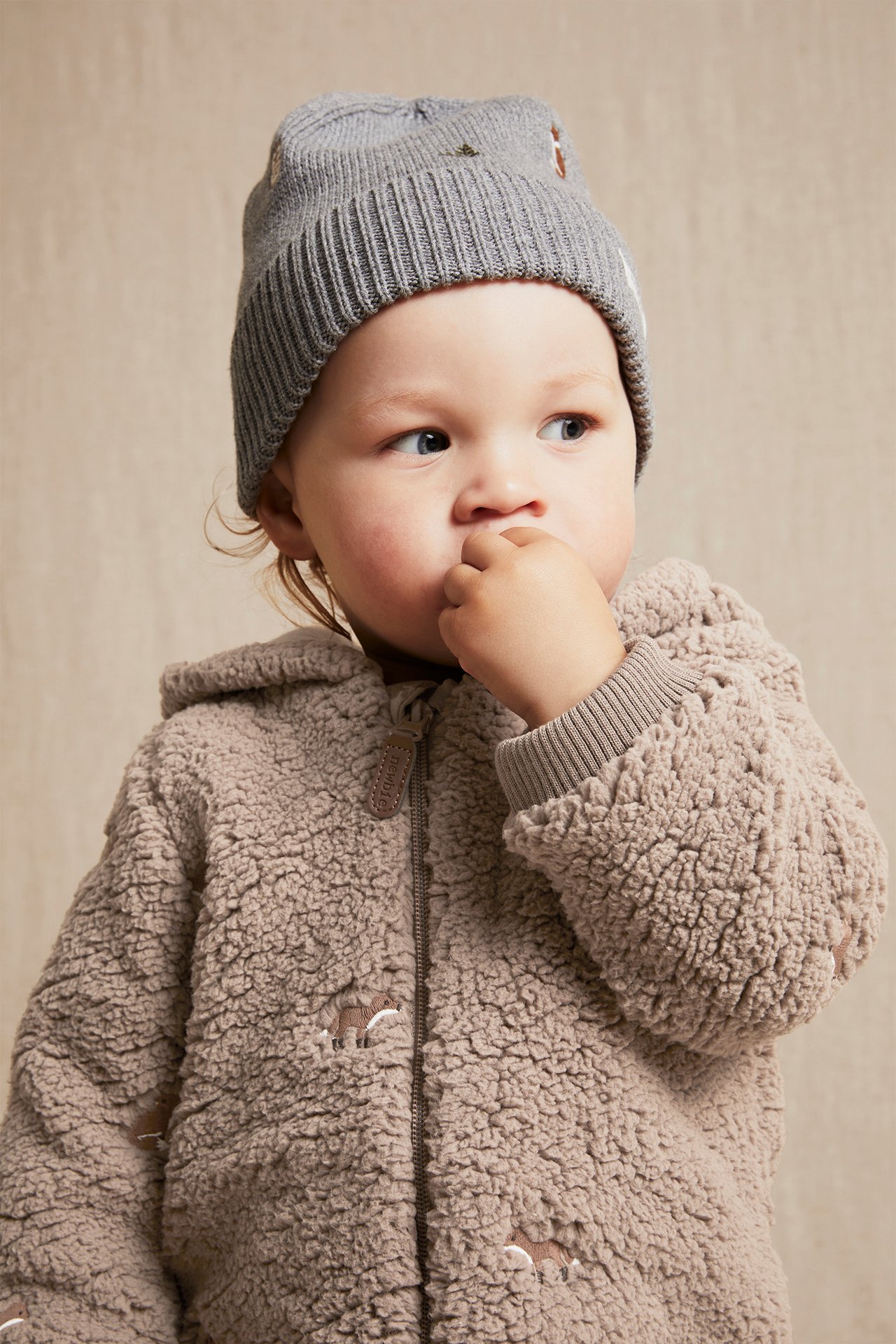 Jacka i teddypäls baby - Mörkbeige - 1