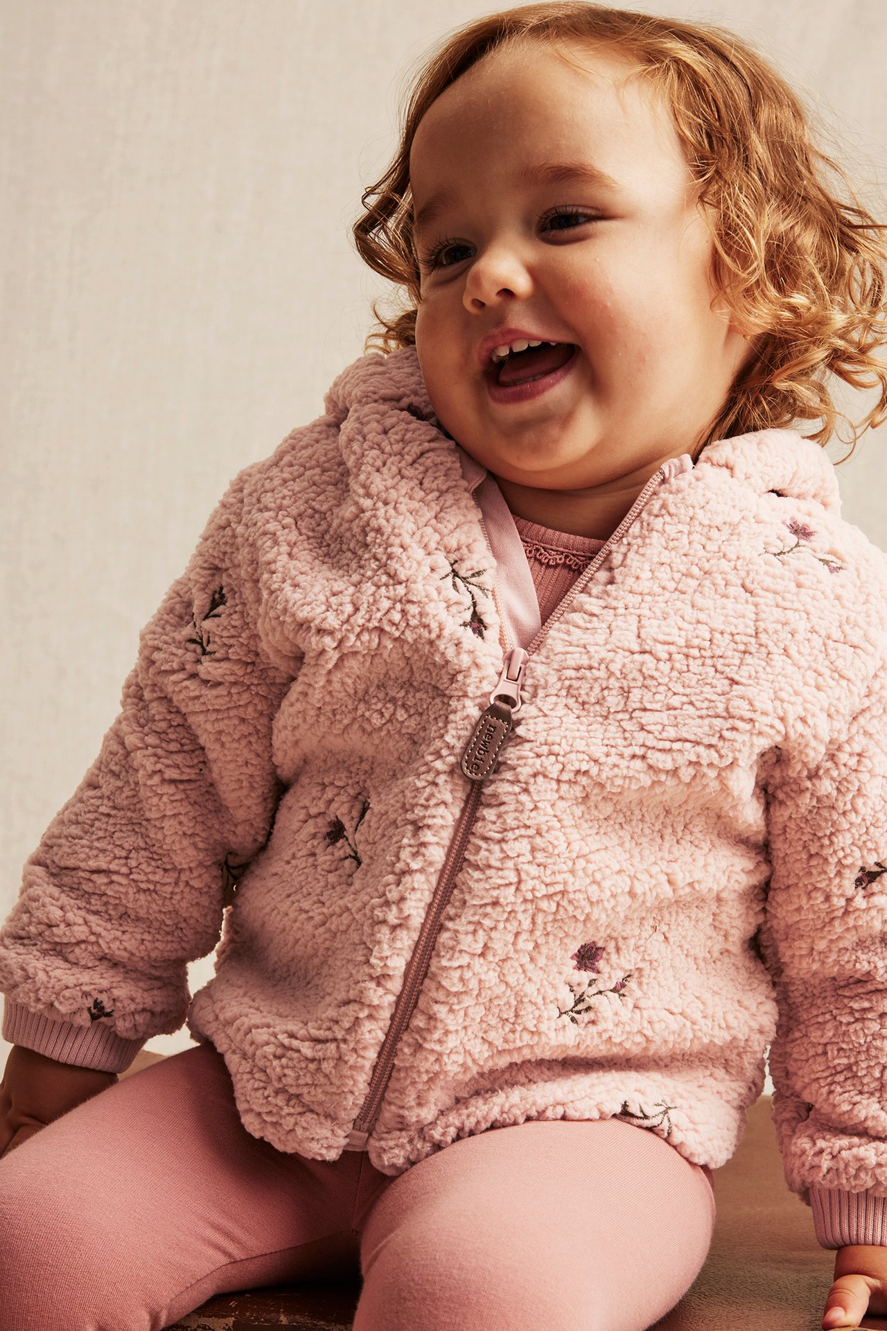 Jakke i teddypels til baby - Rosa - 2