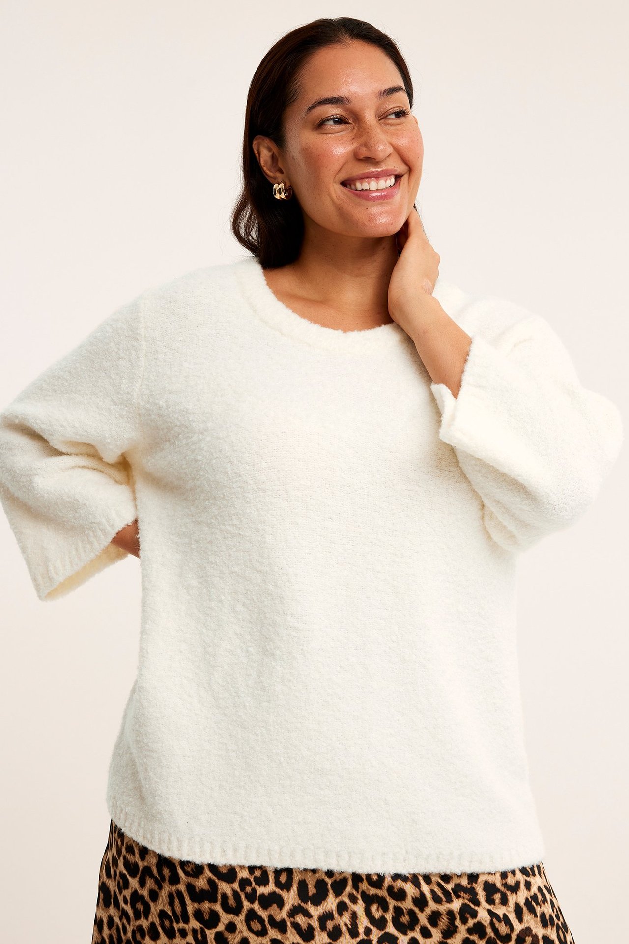 Sweter bouclé - Offwhite - 173cm / Storlek: XL - 1