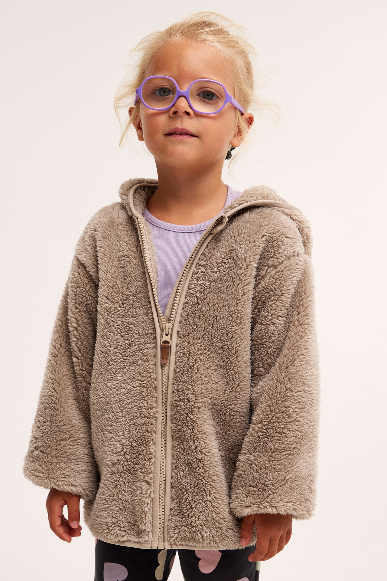 Fleecepusero, jossa on korvat - Beige - 1