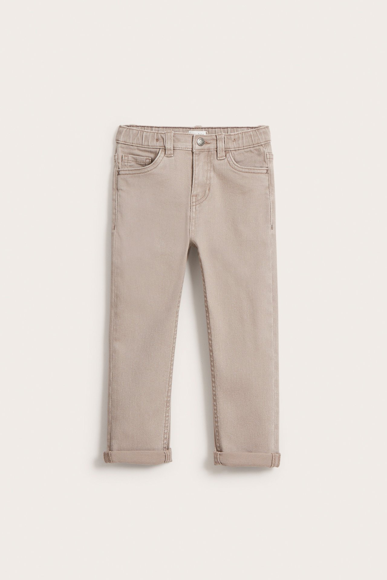 Vävda byxor i twill - Mörkbeige - 4