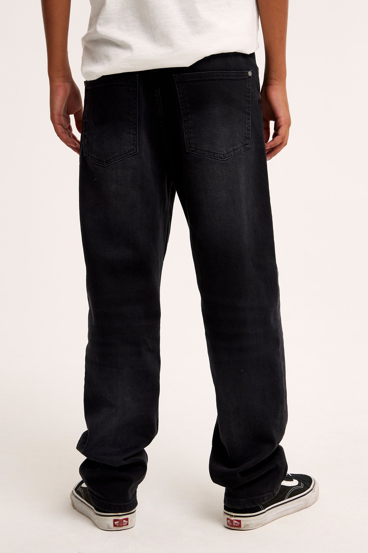 Loose jeans mid waist - Svart denim - 4