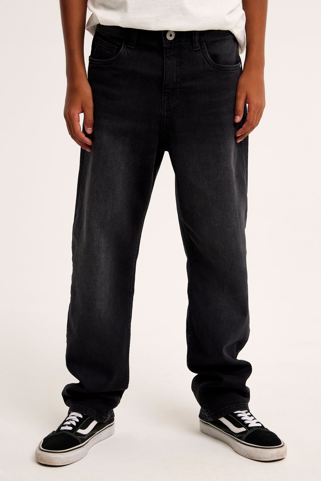 Loose jeans mid waist - Svart denim - 2