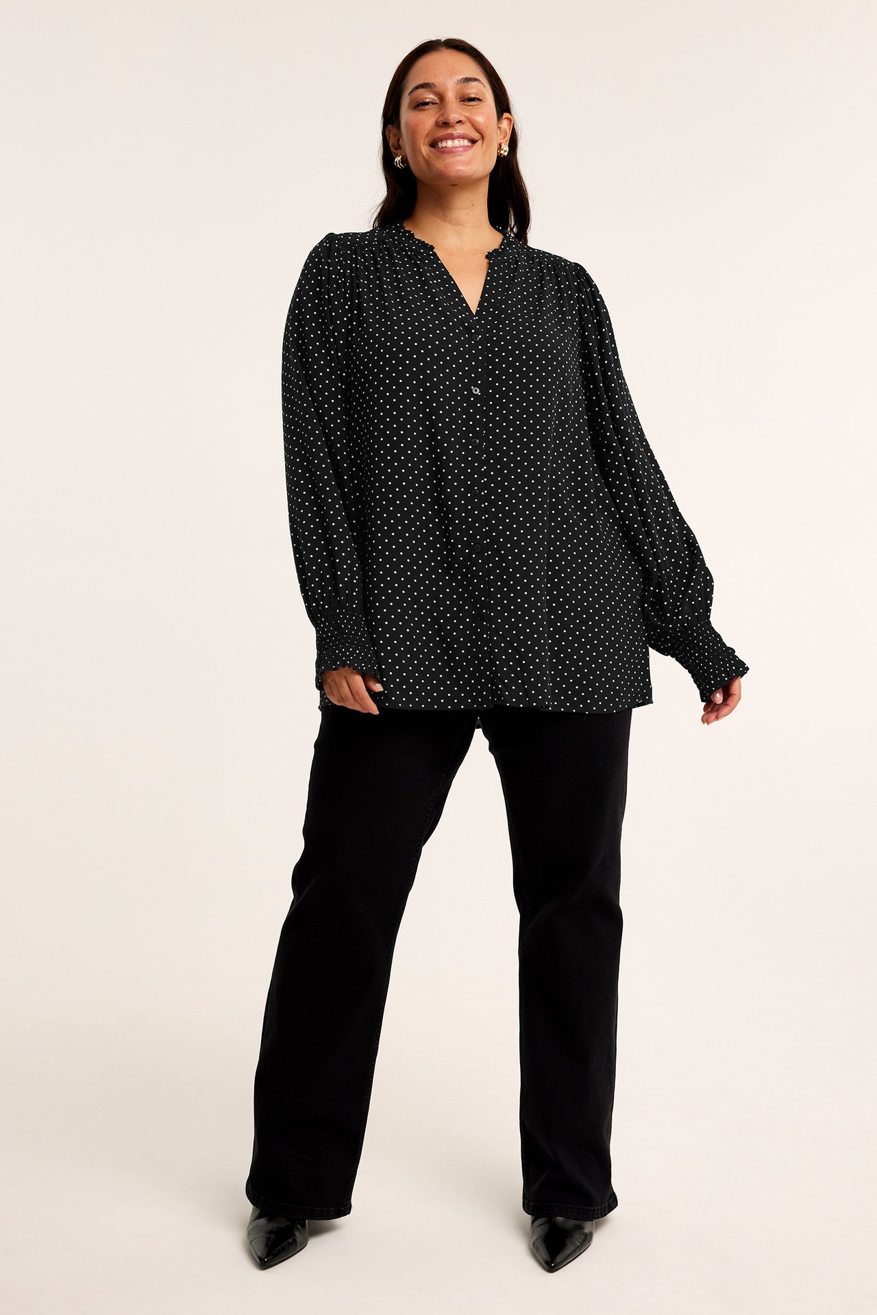 Mønstret bluse - Svart - 173cm / Storlek: XL - 2