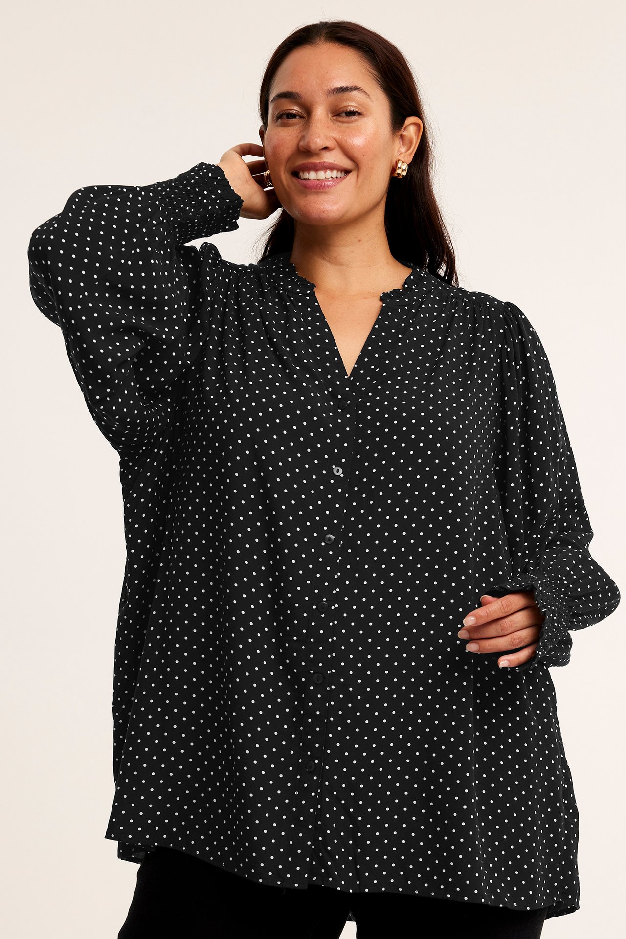 Mønstret bluse - Svart - 173cm / Storlek: XL - 3