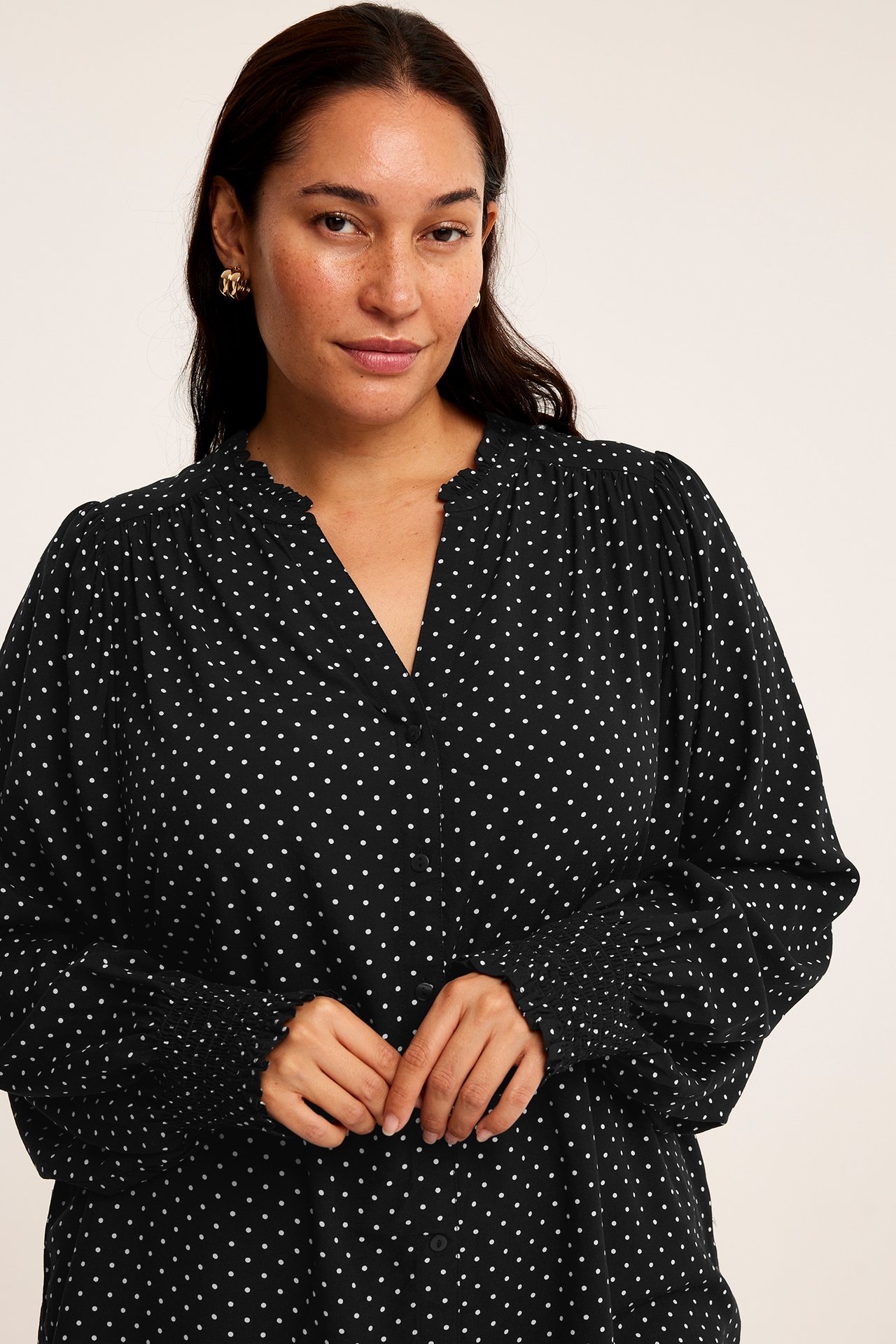 Mønstret bluse - Svart - 173cm / Storlek: XL - 1