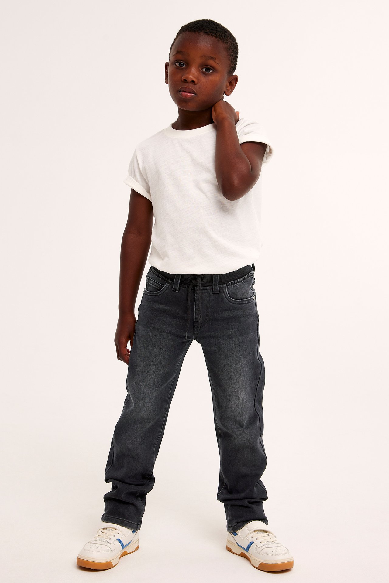 Straight jeans jogger denim - Vasket svart denim - 1