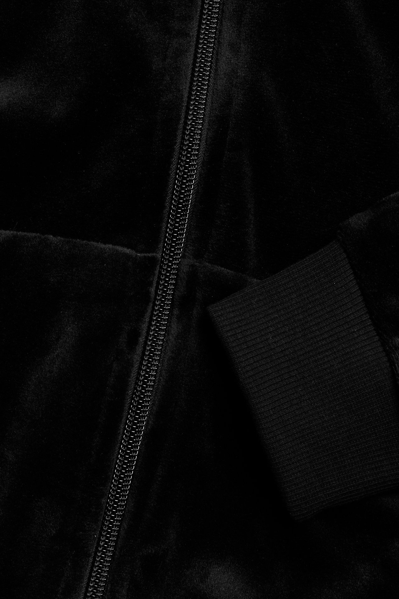 Velour-huppari, jossa vetoketju - Musta - 6