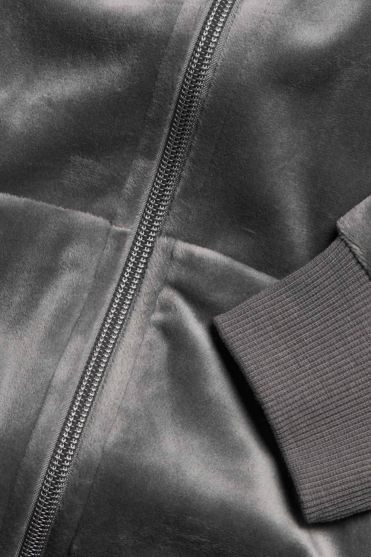Hoodie i velour - Mörkgrå - 5