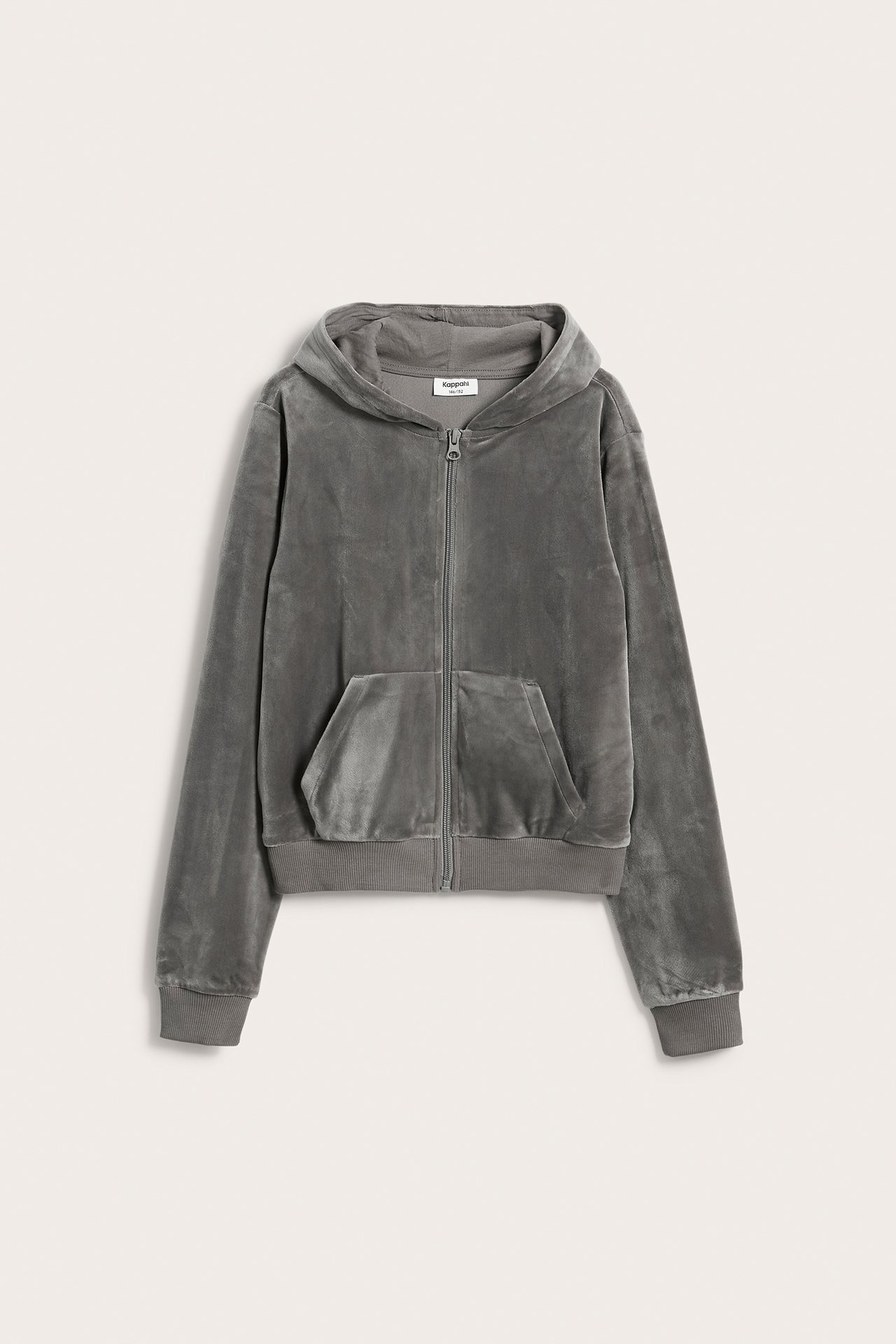 Hoodie i velour - Mörkgrå - 6